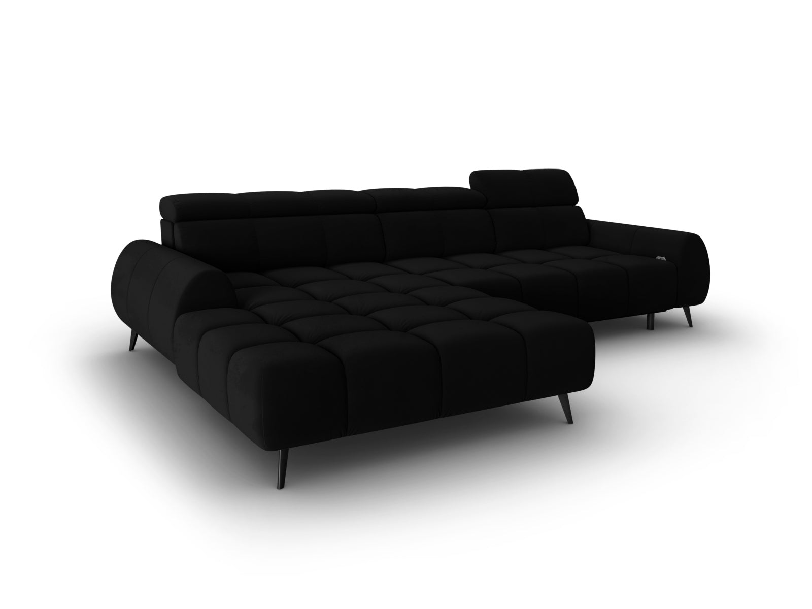 Erleben Sie das Alyse Velour Electric Ecksofa links von Micadoni – ein elegantes 5-Sitzer Sofa, das modernen Komfort und stilvolles Design vereint.