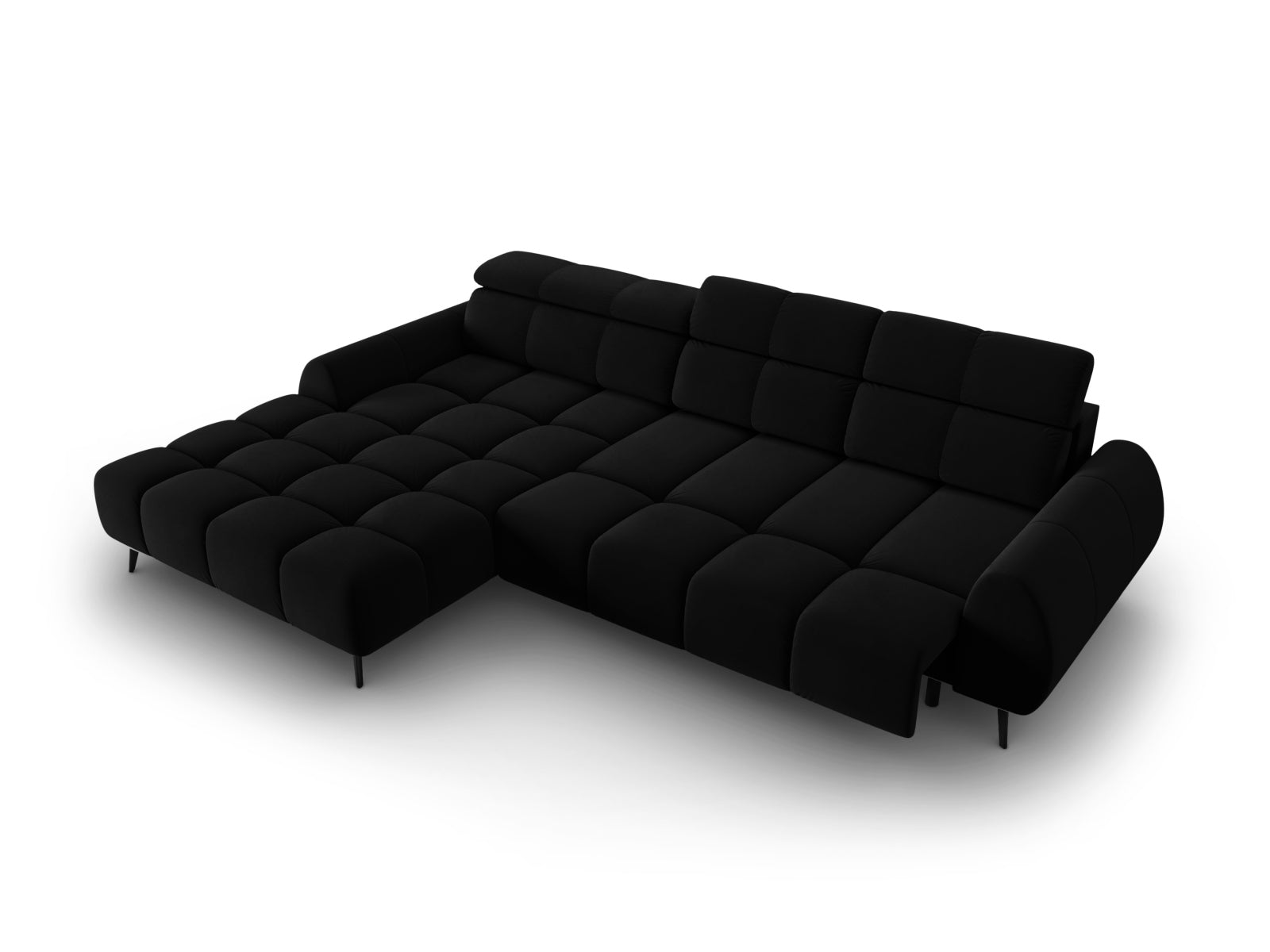 Erleben Sie das Alyse Velour Electric Ecksofa links von Micadoni – ein elegantes 5-Sitzer Sofa, das modernen Stil und höchsten Komfort vereint.