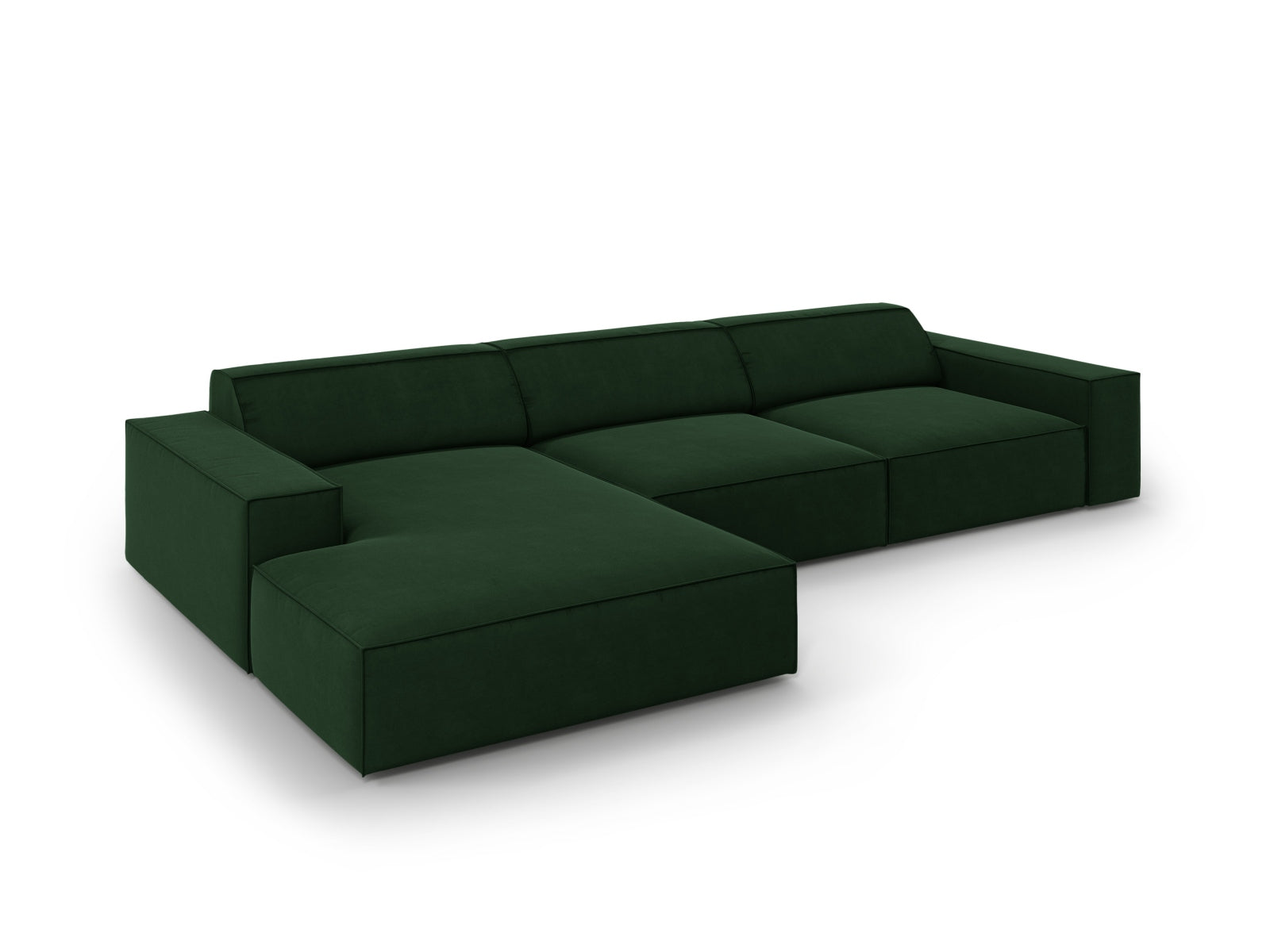 Jodie Velour modulares Ecksofa links 4 Sitzer in Bottle Green präsentiert im Onlineshop von KAQTU Design AG. Ecksofa links ist von Micadoni