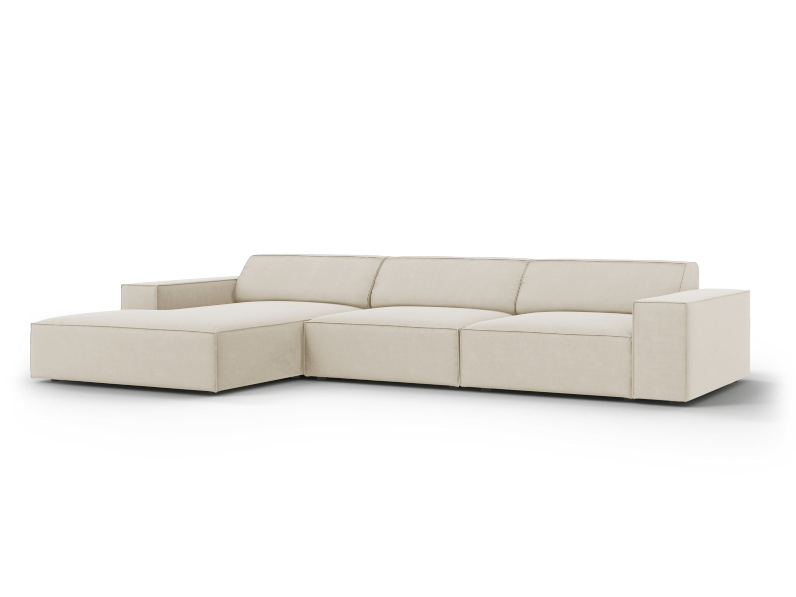 Jodie Velour modulares Ecksofa links 4 Sitzer in Dark Beige präsentiert im Onlineshop von KAQTU Design AG. Ecksofa links ist von Micadoni