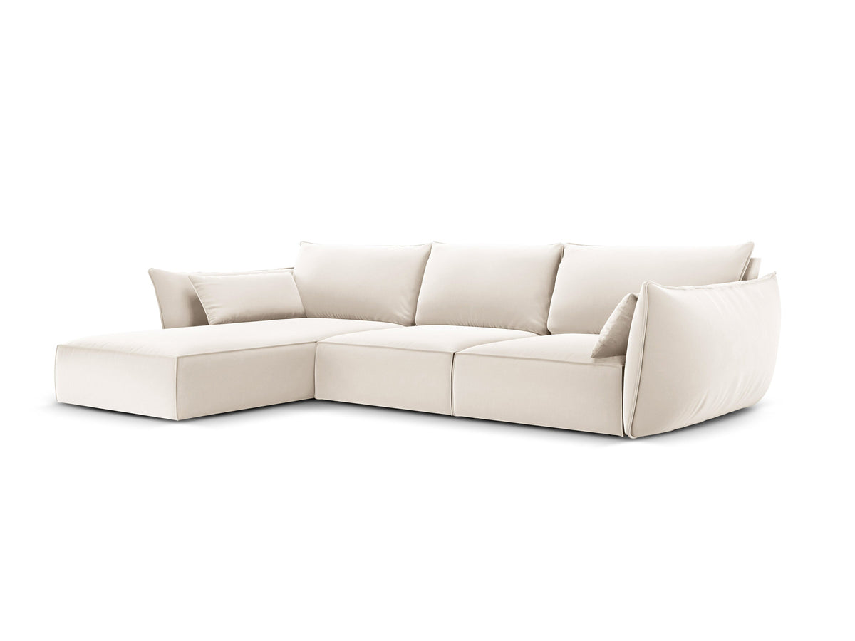 Kaelle Velour Ecksofa links 4 Sitzer in Light Beige-Bluvel präsentiert im Onlineshop von KAQTU Design AG. L-Sofa links ist von Micadoni