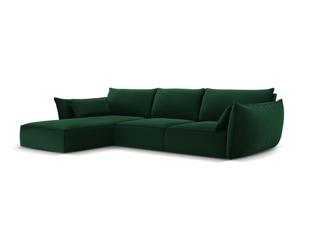 Kaelle Velour Ecksofa links 4 Sitzer in Bottle Green-Bluvel präsentiert im Onlineshop von KAQTU Design AG. L-Sofa links ist von Micadoni