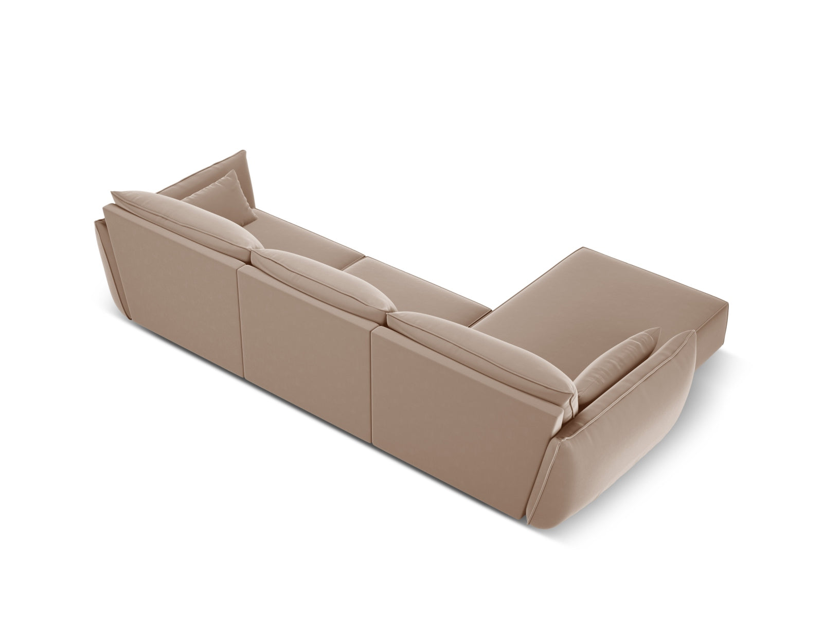 Beige Velour Ecksofa von Micadoni, linksseitig, 4-Sitzer, ideal für stilvolle Wohnräume, vereint Komfort und modernes Design.