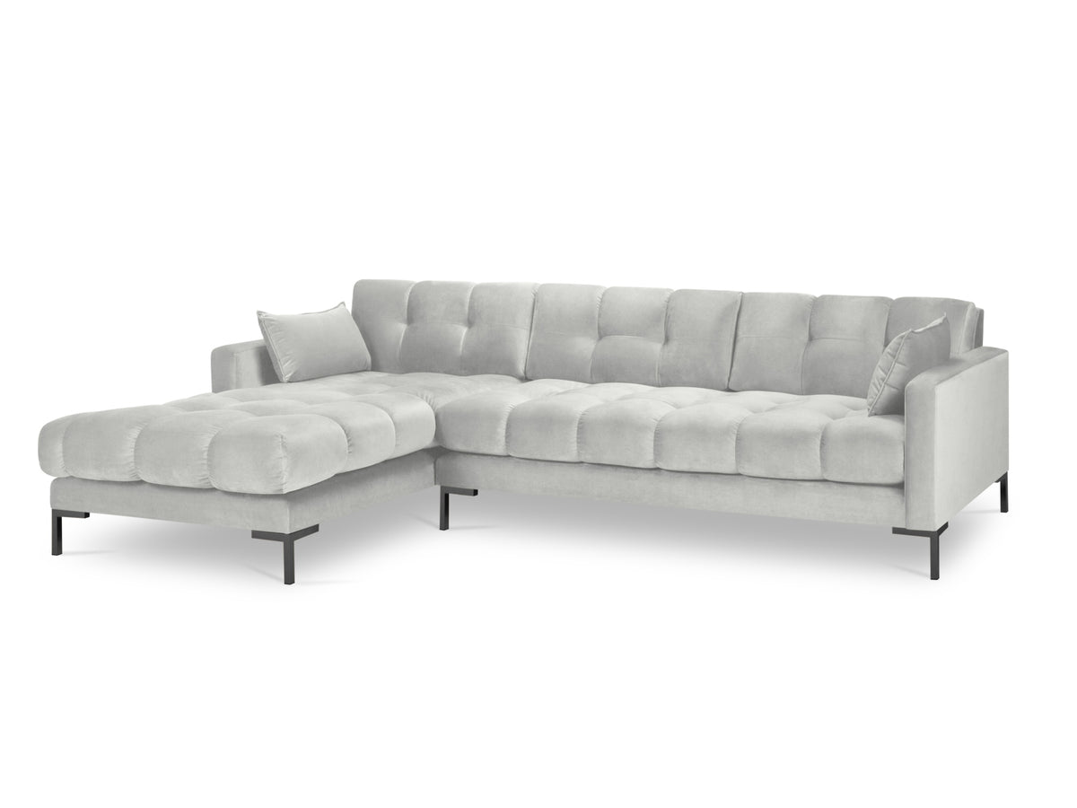 Mamaia Velour Ecksofa links 5 Sitzer in Silver/Schwarz-Bluvel präsentiert im Onlineshop von KAQTU Design AG. L-Sofa links ist von Micadoni