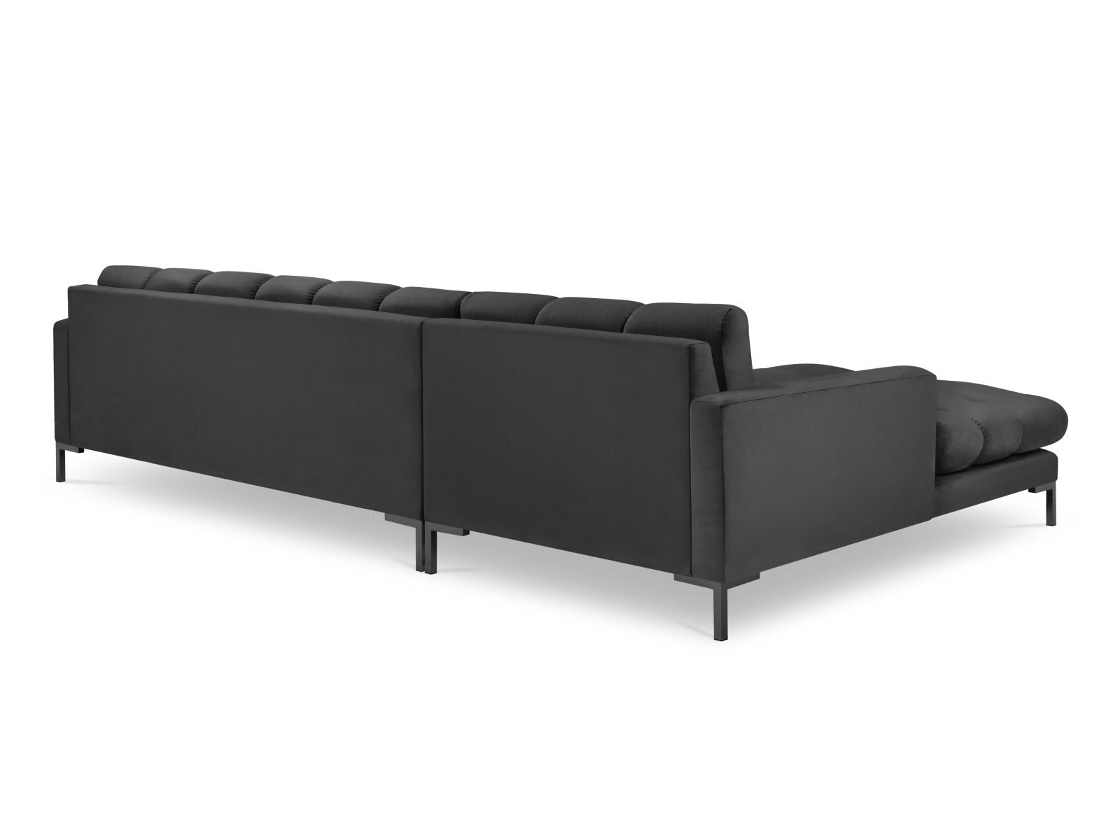 Mamaia Velour Ecksofa links 5 Sitzer in Dark Grey/Schwarz präsentiert im Onlineshop von KAQTU Design AG. Ecksofa links ist von Micadoni