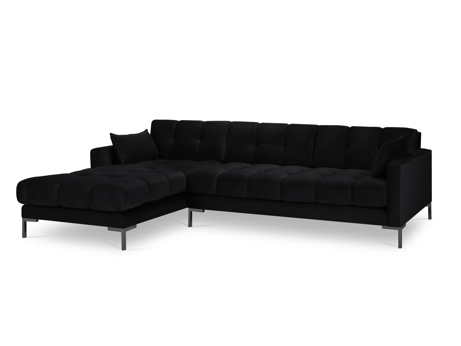 Mamaia Velour Ecksofa links 5 Sitzer in Black/Schwarz präsentiert im Onlineshop von KAQTU Design AG. Ecksofa links ist von Micadoni