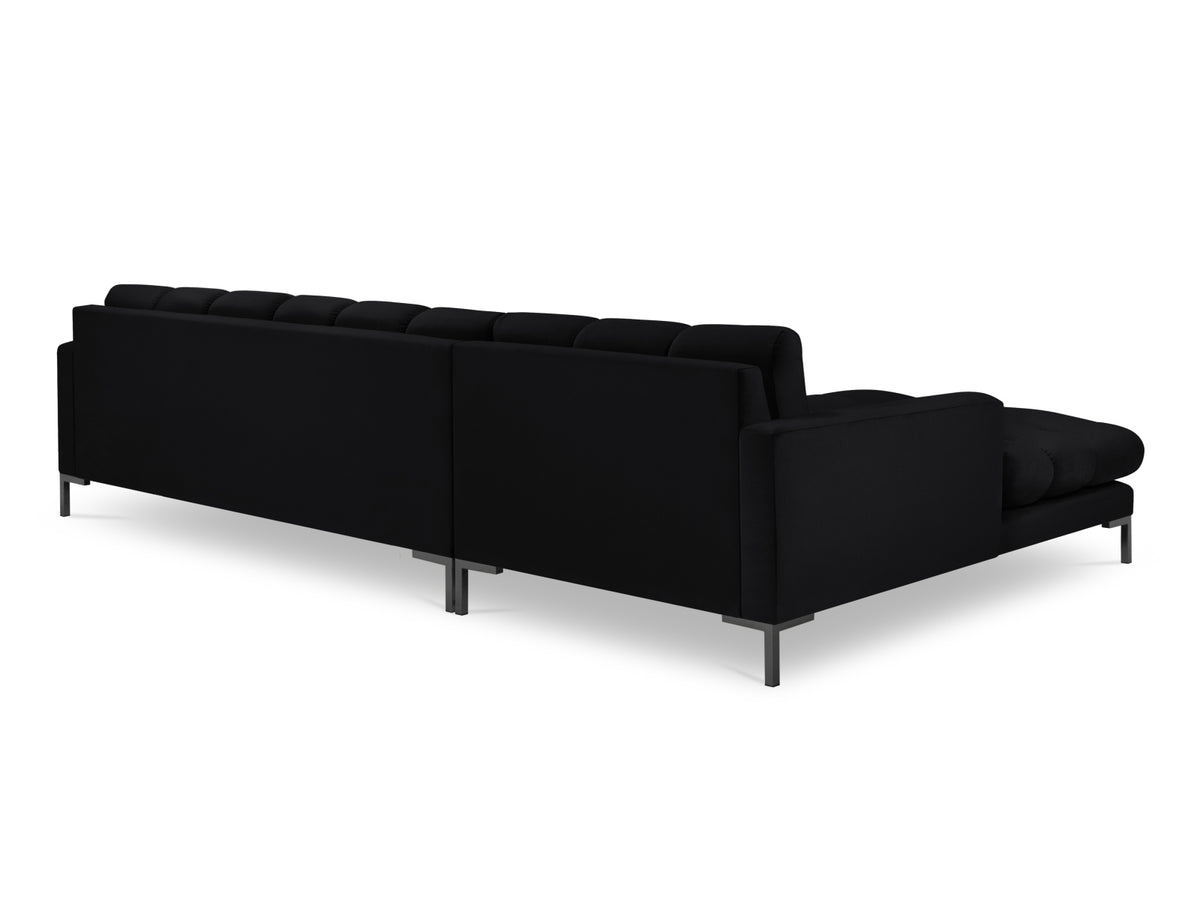 Mamaia Velour Ecksofa links 5 Sitzer in Black/Schwarz-Bluvel präsentiert im Onlineshop von KAQTU Design AG. L-Sofa links ist von Micadoni