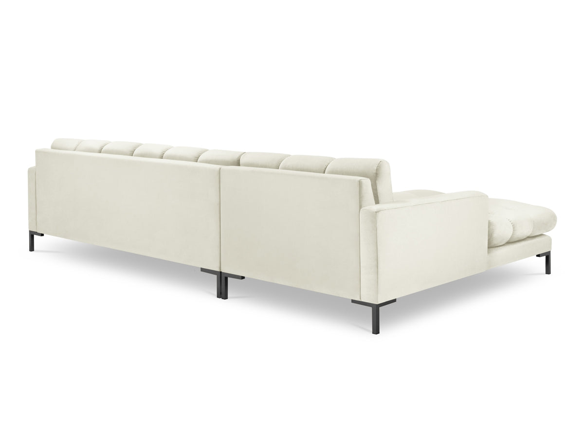 Mamaia Velour Ecksofa links 5 Sitzer in Light Beige/Schwarz-Bluvel präsentiert im Onlineshop von KAQTU Design AG. L-Sofa links ist von Micadoni
