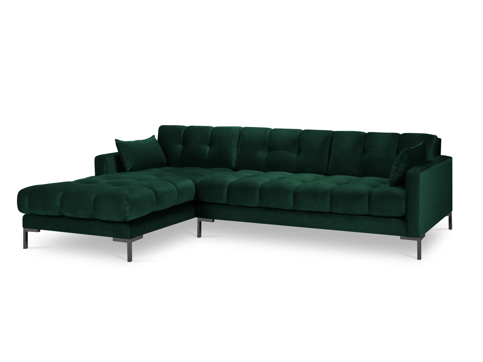 Mamaia Velour Ecksofa links 5 Sitzer in Bottle Green/Schwarz präsentiert im Onlineshop von KAQTU Design AG. Ecksofa links ist von Micadoni