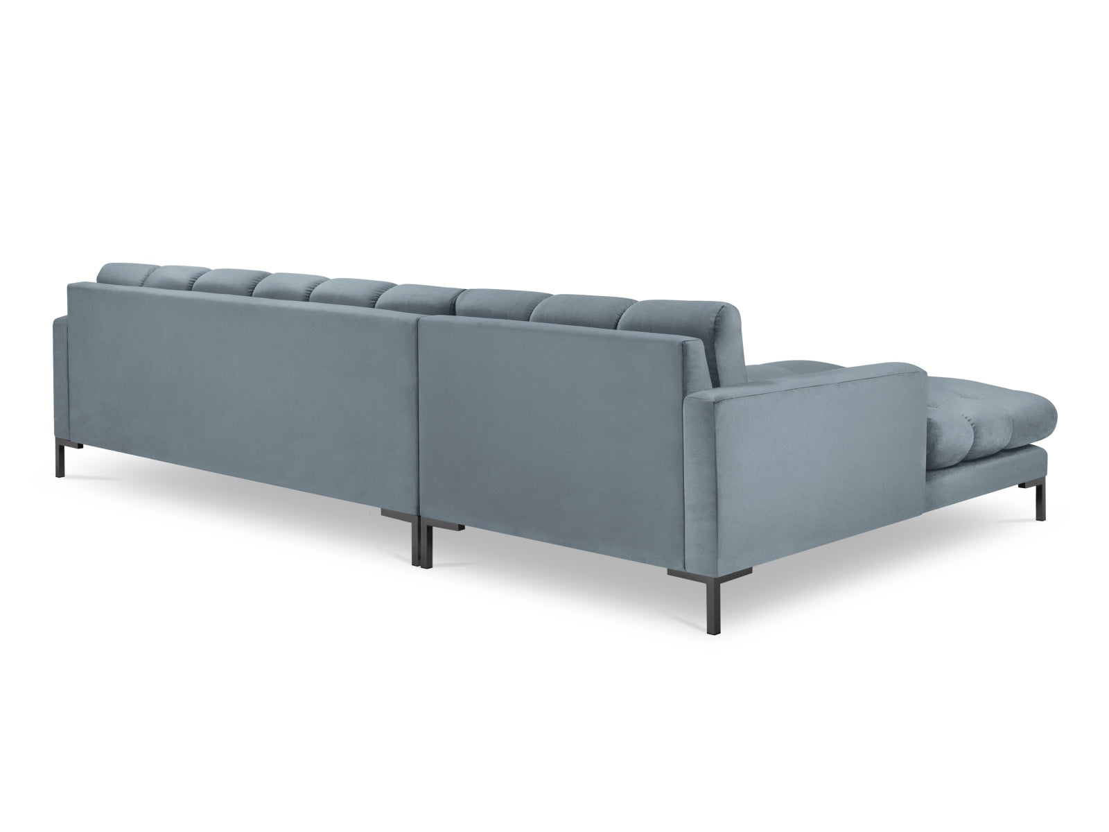 Mamaia Velour Ecksofa links 5 Sitzer in Light Blue/Schwarz präsentiert im Onlineshop von KAQTU Design AG. Ecksofa links ist von Micadoni