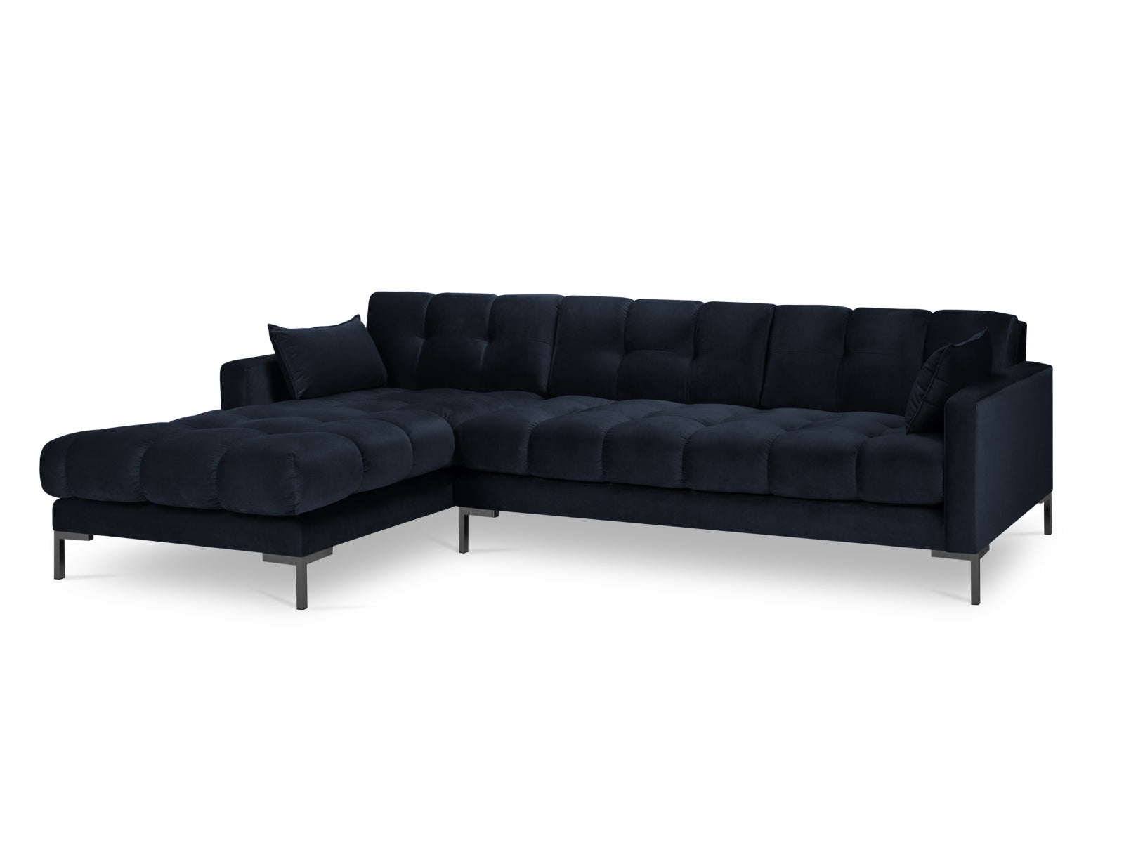 Mamaia Velour Ecksofa links 5 Sitzer in Dark Blue/Schwarz präsentiert im Onlineshop von KAQTU Design AG. Ecksofa links ist von Micadoni