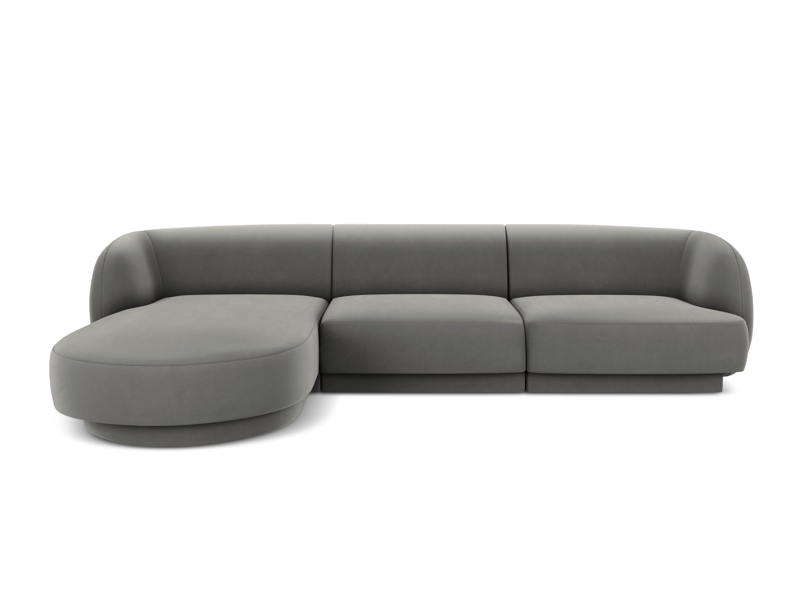 Miley Velour Ecksofa links 4 Sitzer in Light Grey-Bluvel präsentiert im Onlineshop von KAQTU Design AG. L-Sofa links ist von Micadoni