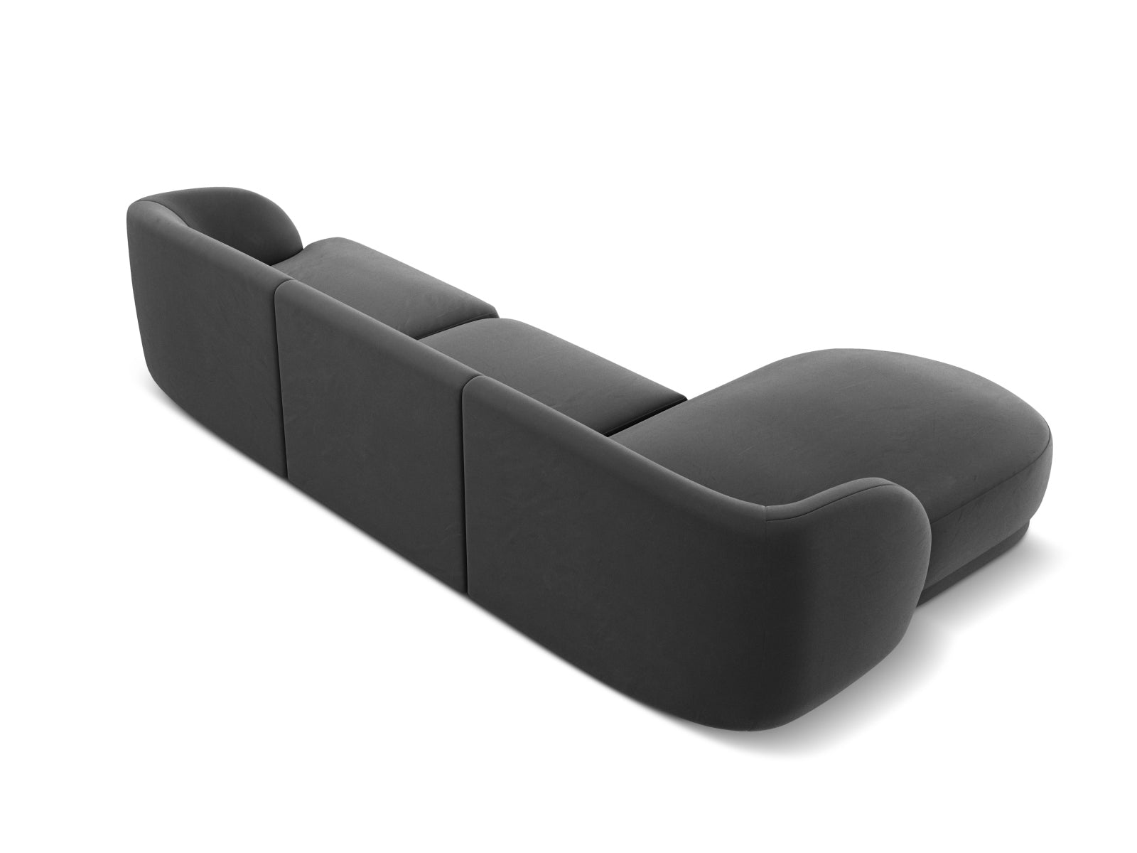 Elegantes Miley Velour Ecksofa links in modernem Grau-Blau, ideal für gemütliche Abende und stilvolle Einrichtungsideen.