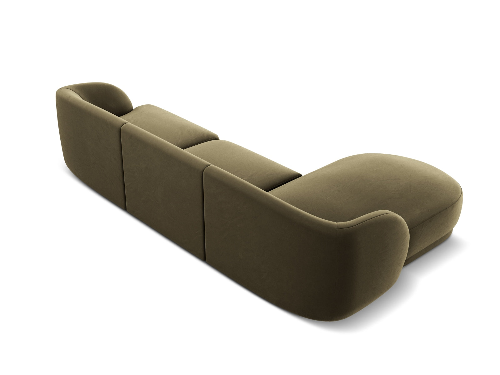 Elegantes Miley Velour Ecksofa links, 4-Sitzer in modernem Green-Bluvel, ideal für komfortable und stilvolle Wohnräume.