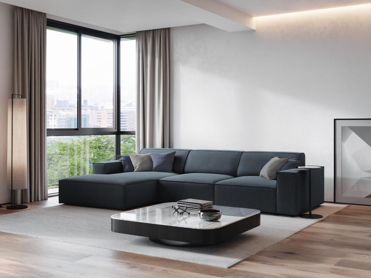 Jodie Modulares Ecksofa links 4 Sitzer in Blue-Megan präsentiert im Onlineshop von KAQTU Design AG. L-Sofa links ist von Micadoni