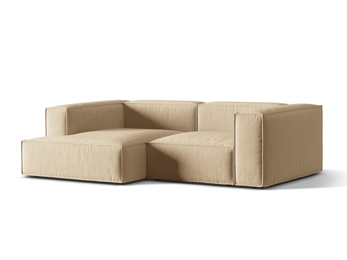 Nuria Velour Modular Ecksofa links 3 Sitzer in Nude-Paris präsentiert im Onlineshop von KAQTU Design AG. L-Sofa links ist von Micadoni
