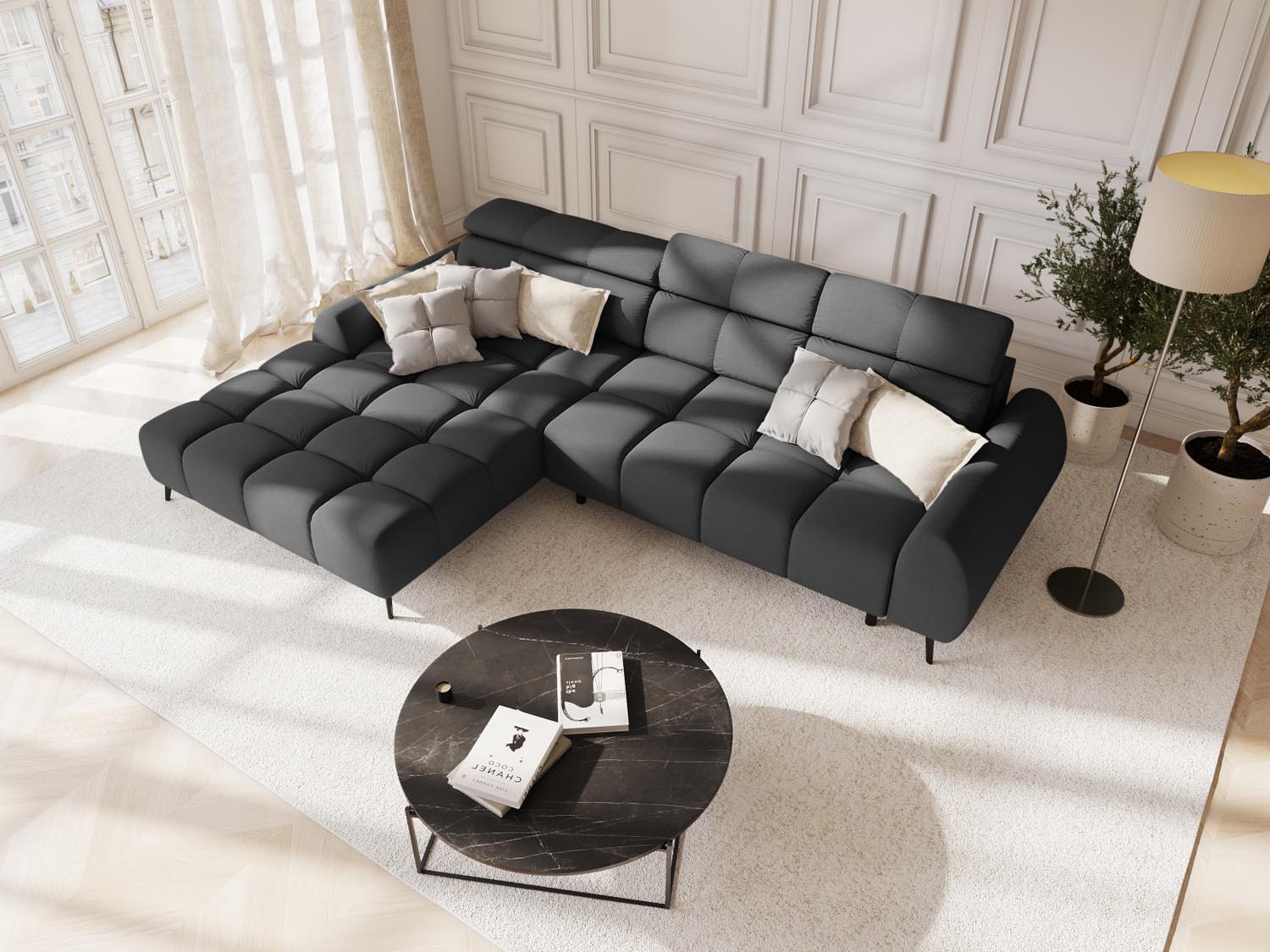 Erleben Sie das Alyse Electric Ecksofa links 5 Sitzer von Micadoni – stilvolles Design trifft auf erstklassigen Komfort für Ihr Wohnzimmer.