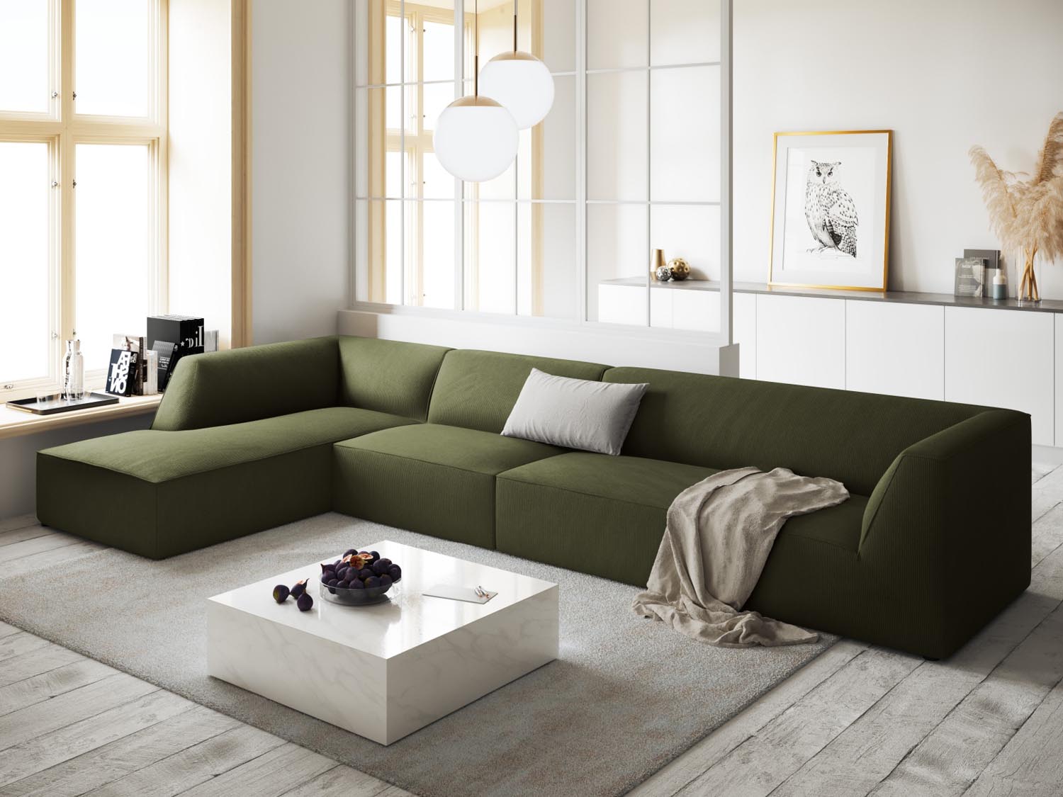 Ruby Modulares Ecksofa links 5 Sitzer in Green präsentiert im Onlineshop von KAQTU Design AG. Ecksofa links ist von Micadoni
