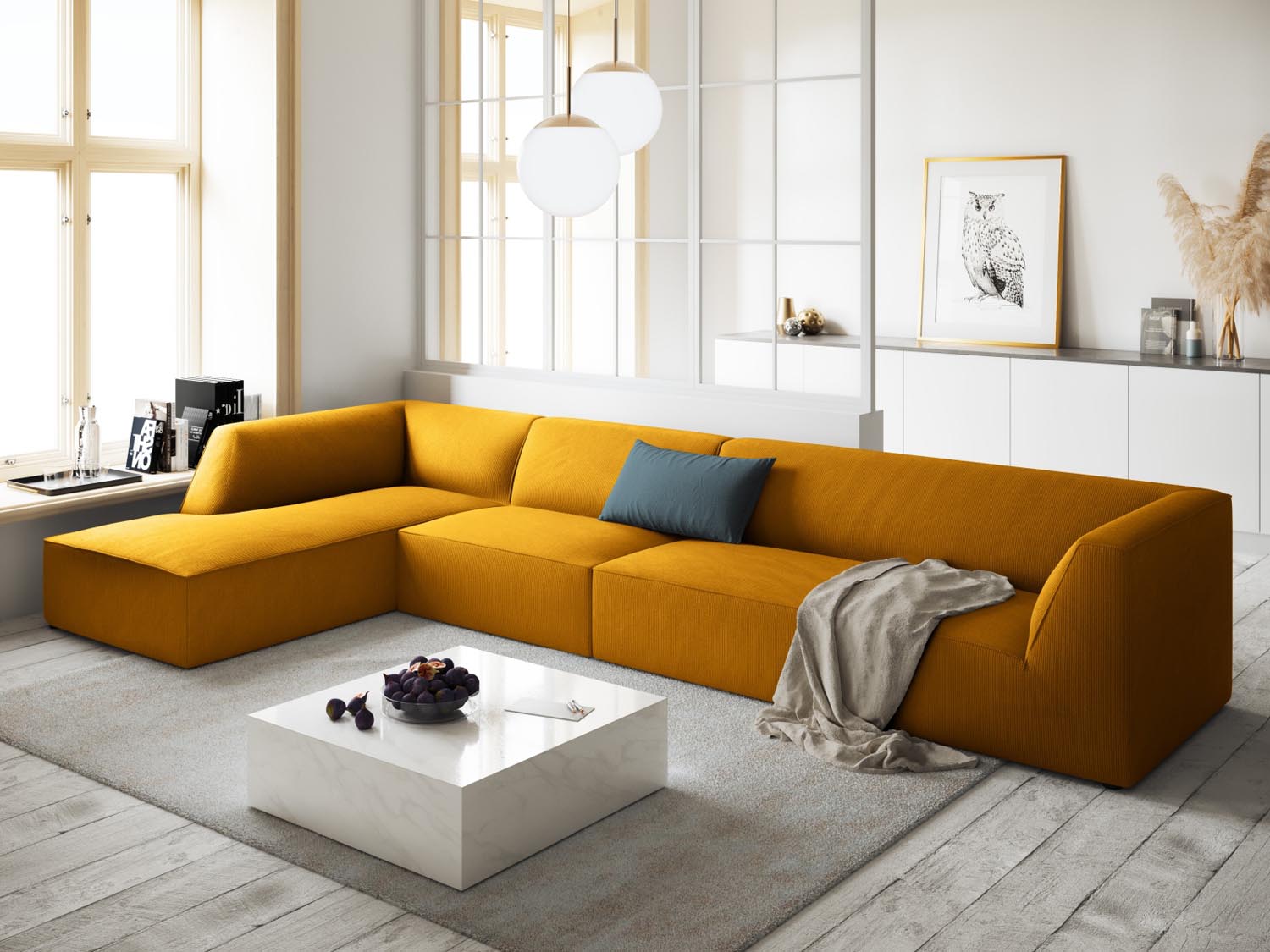Ruby Modulares Ecksofa links 5 Sitzer in Yellow präsentiert im Onlineshop von KAQTU Design AG. Ecksofa links ist von Micadoni