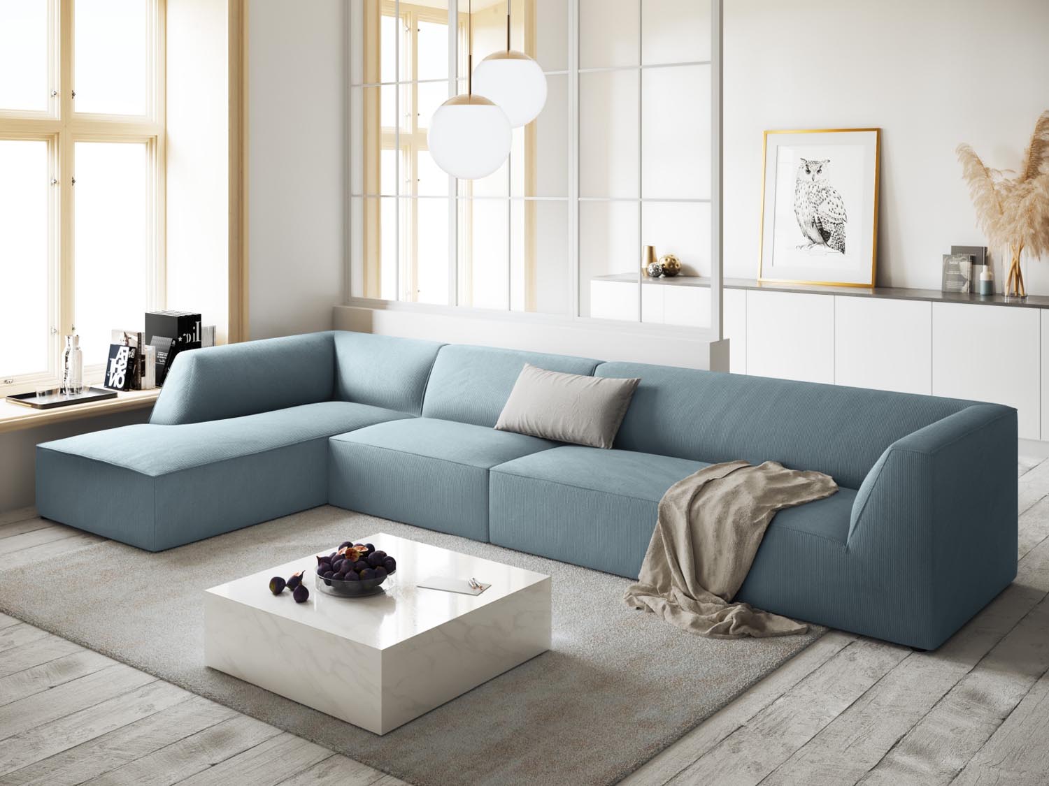 Ruby Modulares Ecksofa links 5 Sitzer in Light Blue präsentiert im Onlineshop von KAQTU Design AG. Ecksofa links ist von Micadoni