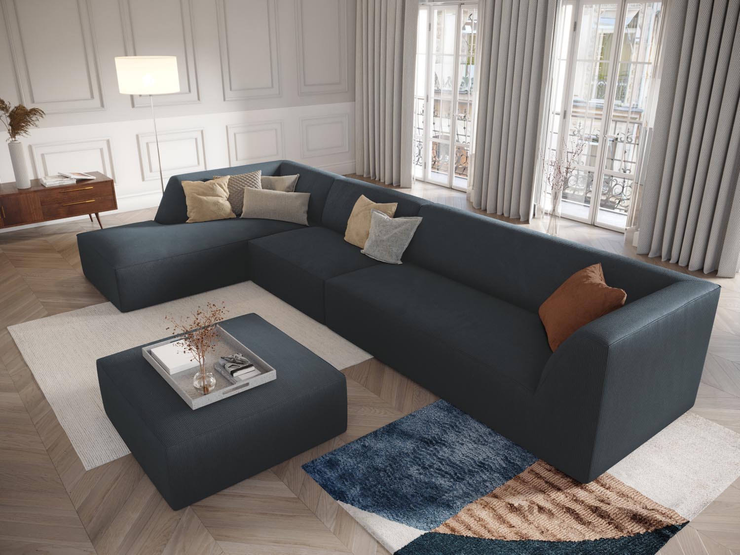 Ruby Modulares Ecksofa links 5 Sitzer in Blue präsentiert im Onlineshop von KAQTU Design AG. Ecksofa links ist von Micadoni