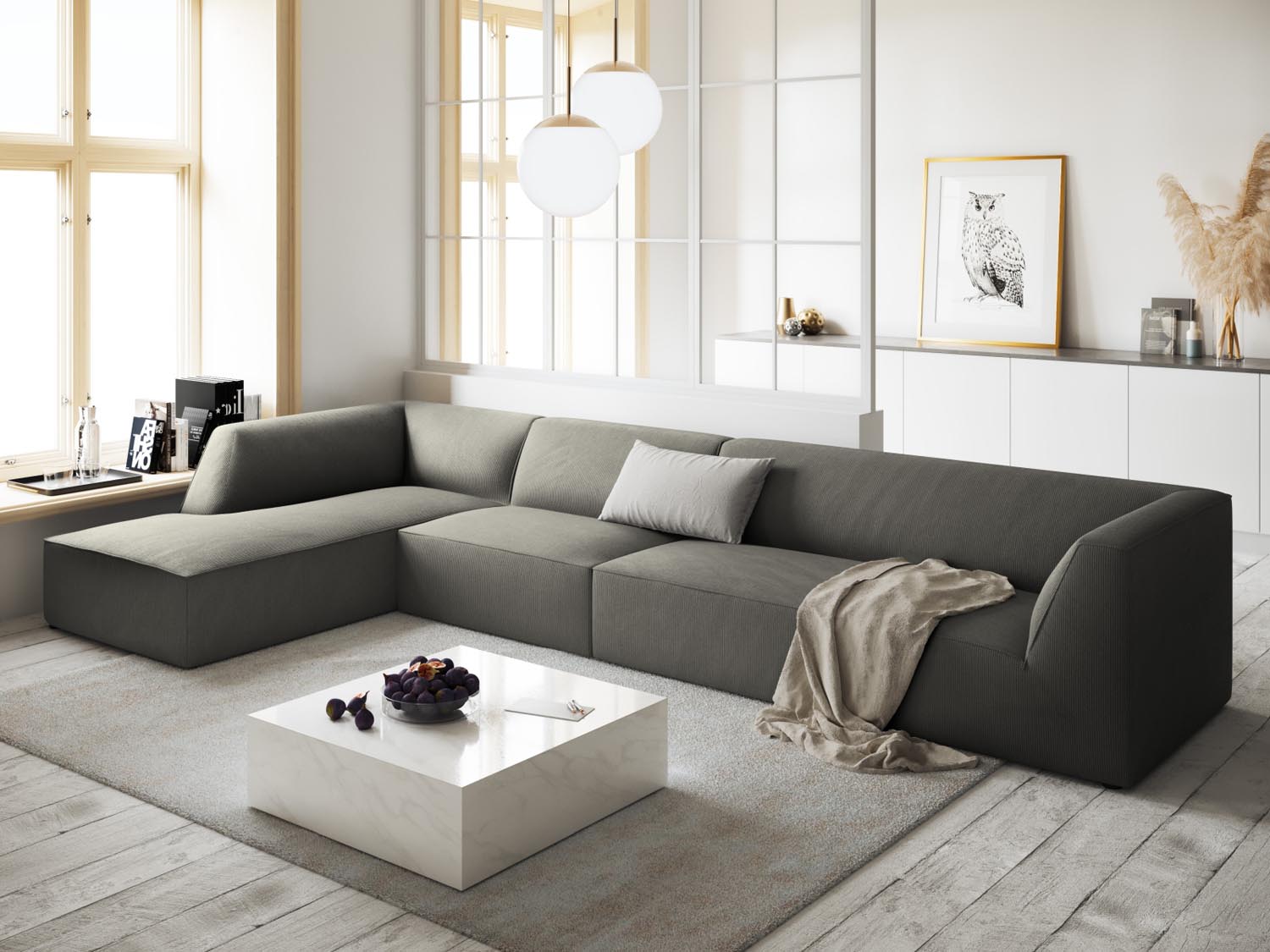 Ruby Modulares Ecksofa links 5 Sitzer in Light Grey präsentiert im Onlineshop von KAQTU Design AG. Ecksofa links ist von Micadoni