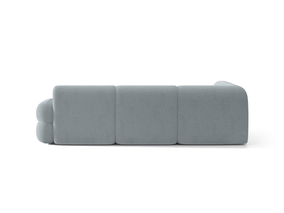 Micadoni Neo Linkes Ecksofa in Dunklem Olivgrün, L-Sofa links mit tiefer Sitzfläche, hoher Rückenlehne und schwarzen Kunststoffbeinen.