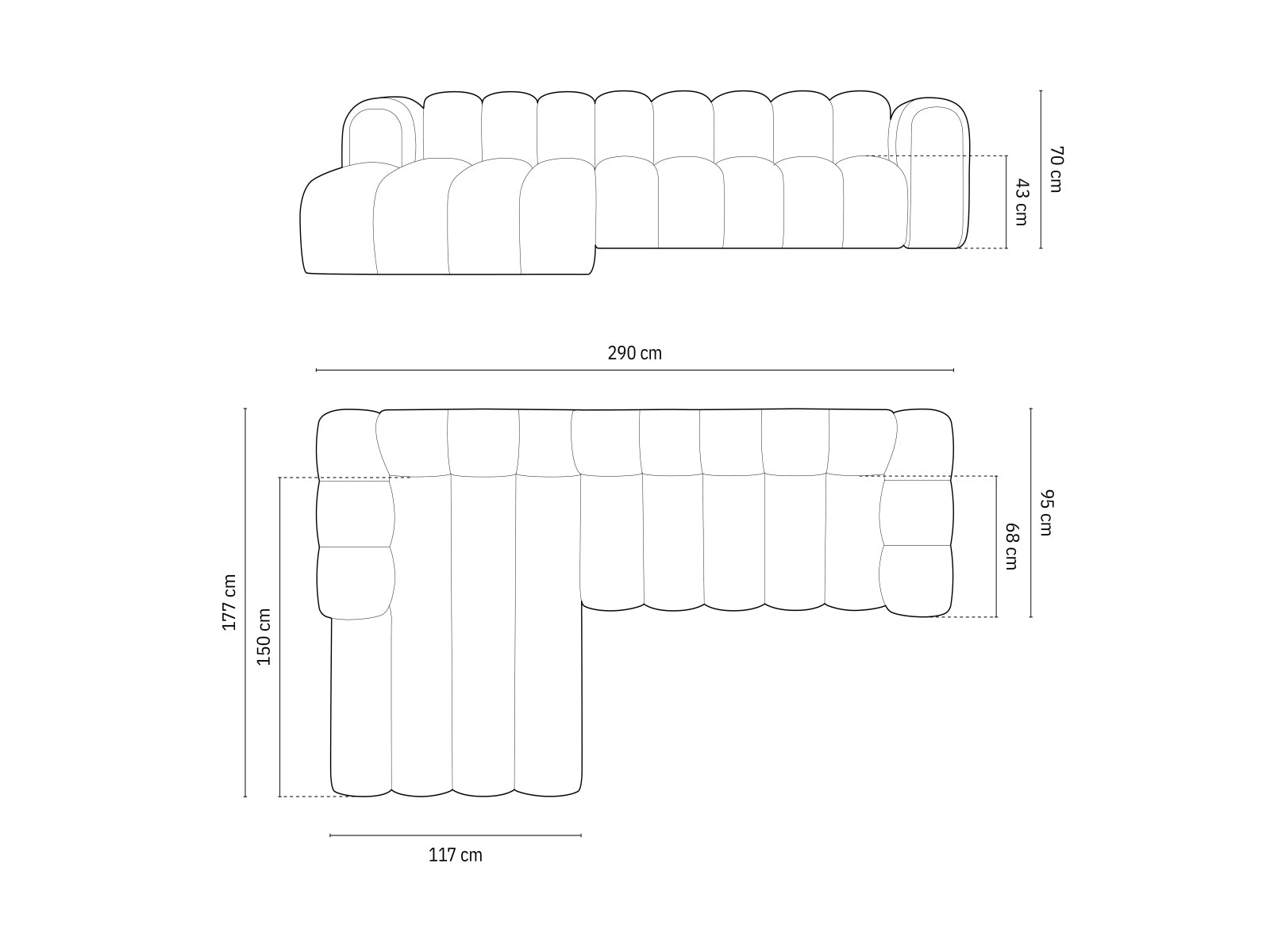 Lupine Modulares Ecksofa links 4 Sitzer in Light Beige präsentiert im Onlineshop von KAQTU Design AG. Ecksofa links ist von Micadoni