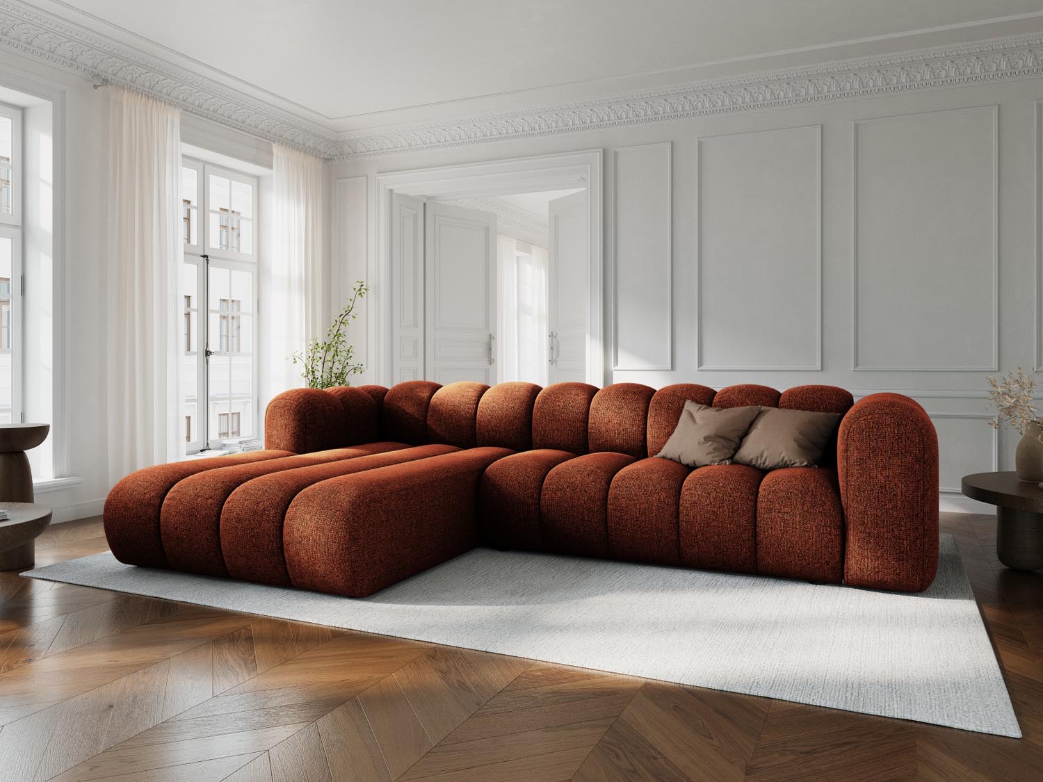 Lupine Modulares Ecksofa links 4 Sitzer in Terracotta präsentiert im Onlineshop von KAQTU Design AG. Ecksofa links ist von Micadoni