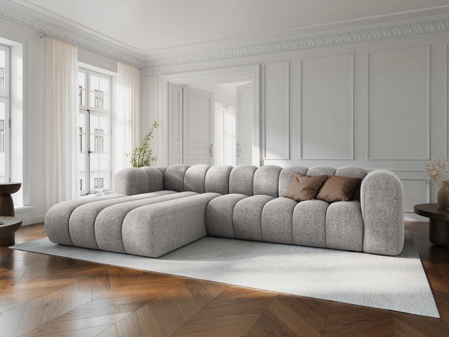 Lupine Modulares Ecksofa links 4 Sitzer in Light Grey präsentiert im Onlineshop von KAQTU Design AG. Ecksofa links ist von Micadoni