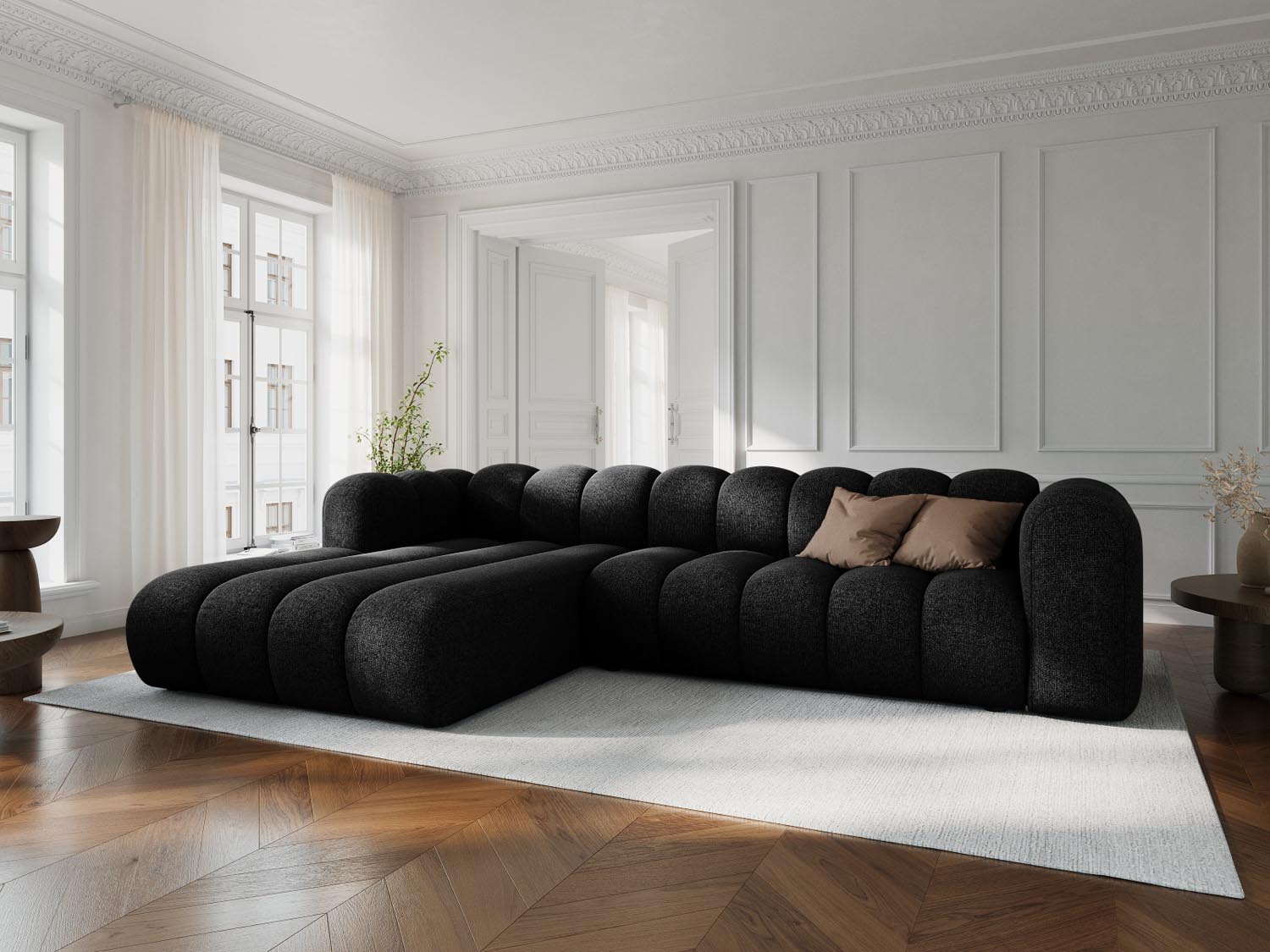 Lupine Modulares Ecksofa links 4 Sitzer in Black präsentiert im Onlineshop von KAQTU Design AG. Ecksofa links ist von Micadoni
