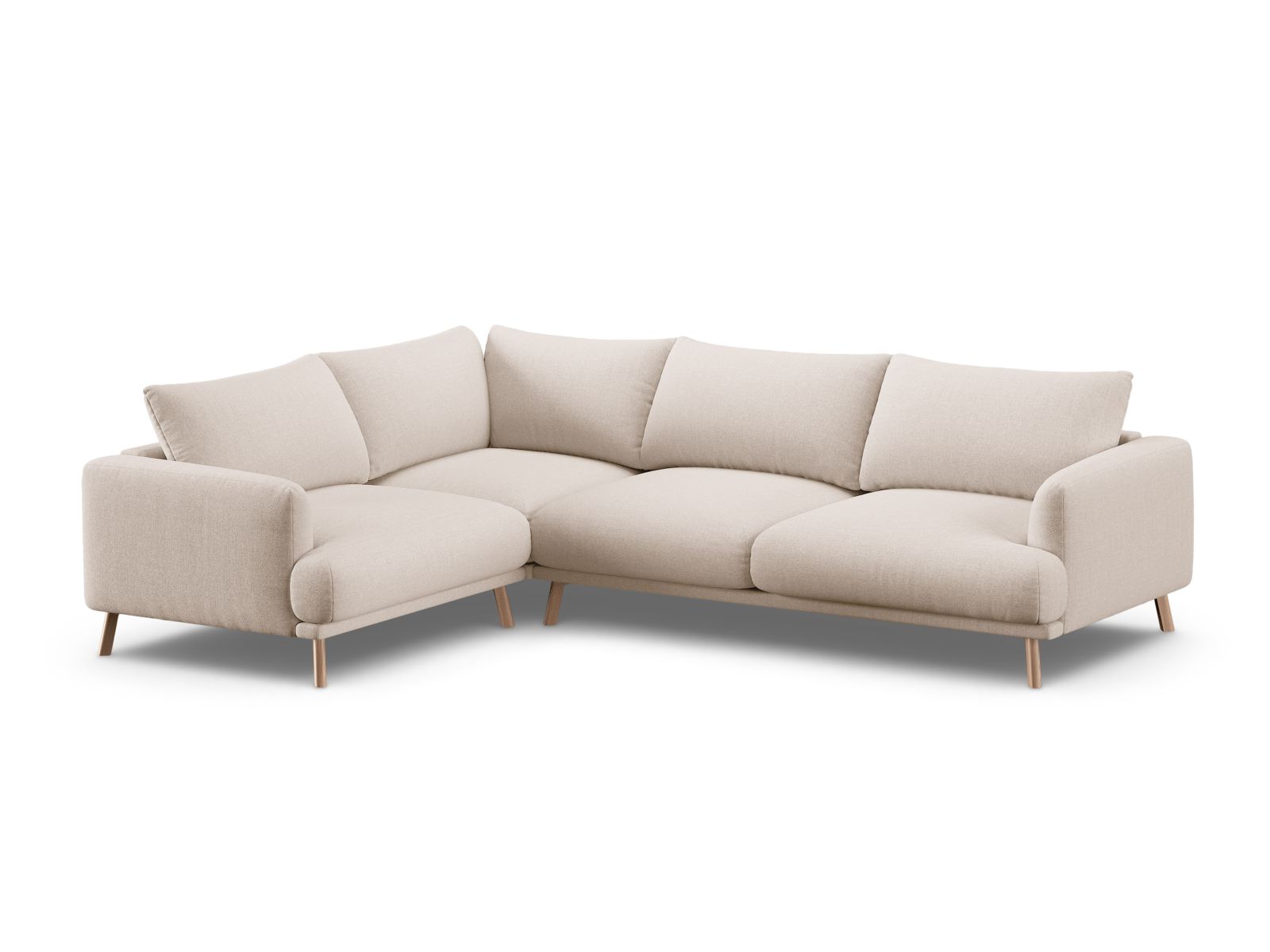 Beige 4-Sitzer Ecksofa links Naomi von Micadoni, stilvolles Design und Komfort für Ihr Wohnzimmer, ideal für gesellige Abende.