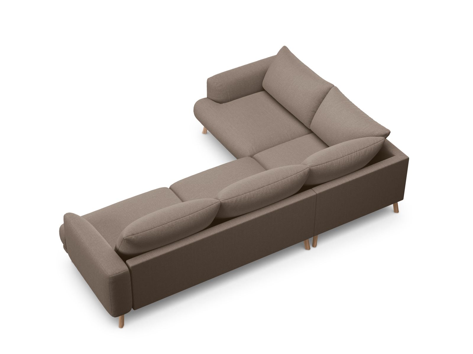 Elegantes 4-Sitzer Ecksofa links Naomi in hochwertigem Cappuccino-Liberty, ideal für moderne Wohnräume und gesellige Abende.