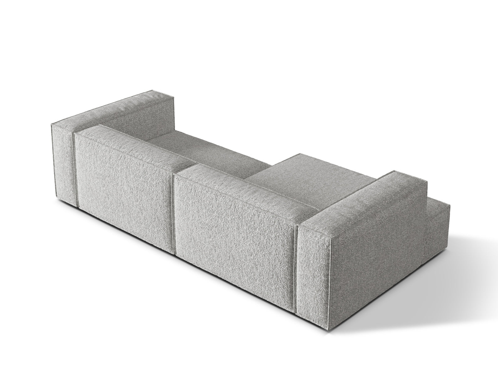 Elegantes Nuria Boucle Ecksofa links, 4-Sitzer in stilvollem Silver-Monet, ideal für moderne Wohnräume und gemütliche Entspannung.