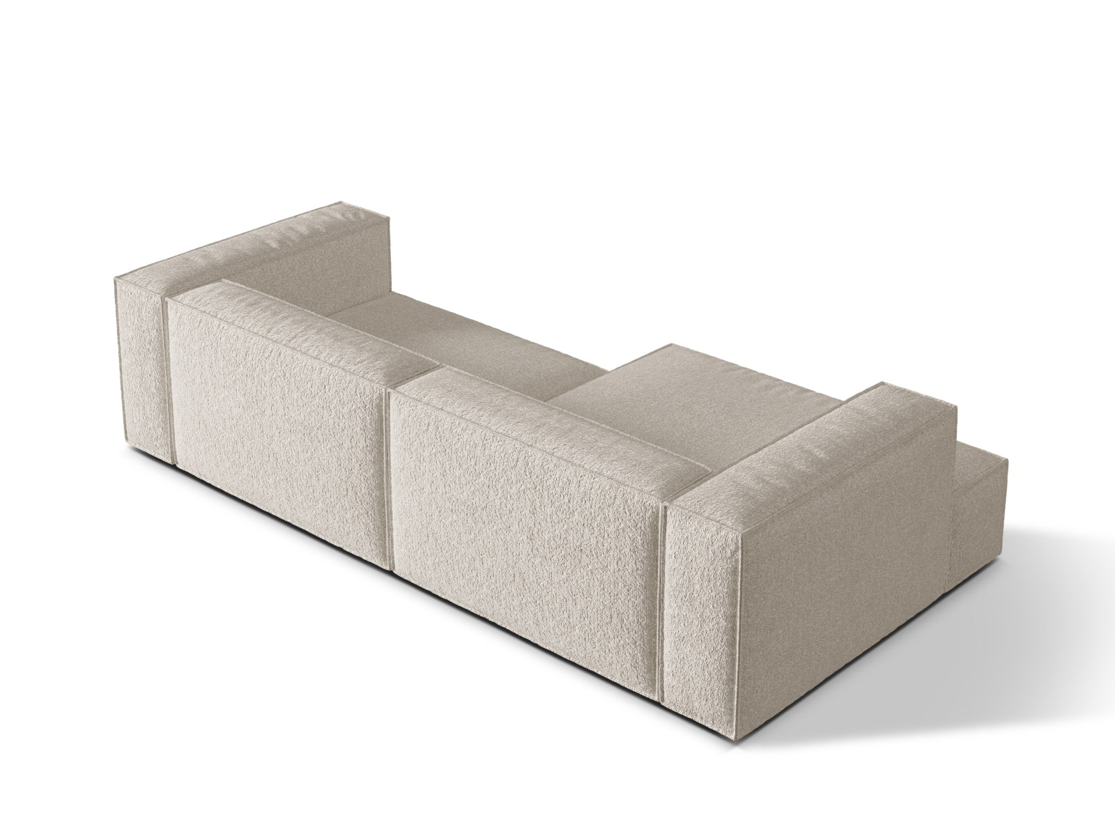 Beige Nuria Boucle L-Sofa links, 4-Sitzer, stilvolles und komfortables Möbel für einladende Wohnräume von Micadoni.