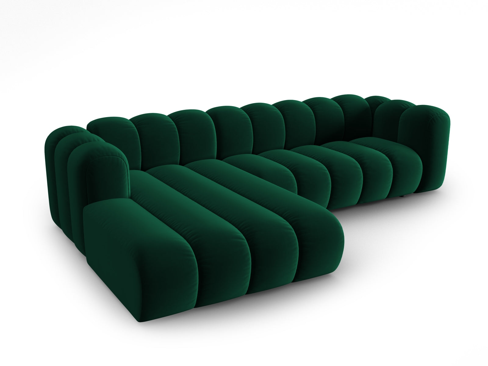 Modulares Ecksofa von Micadoni in Bottle Green-Salvador, 4-Sitzer, perfekt für moderne Wohnräume mit elegantem Design und hohem Komfort.