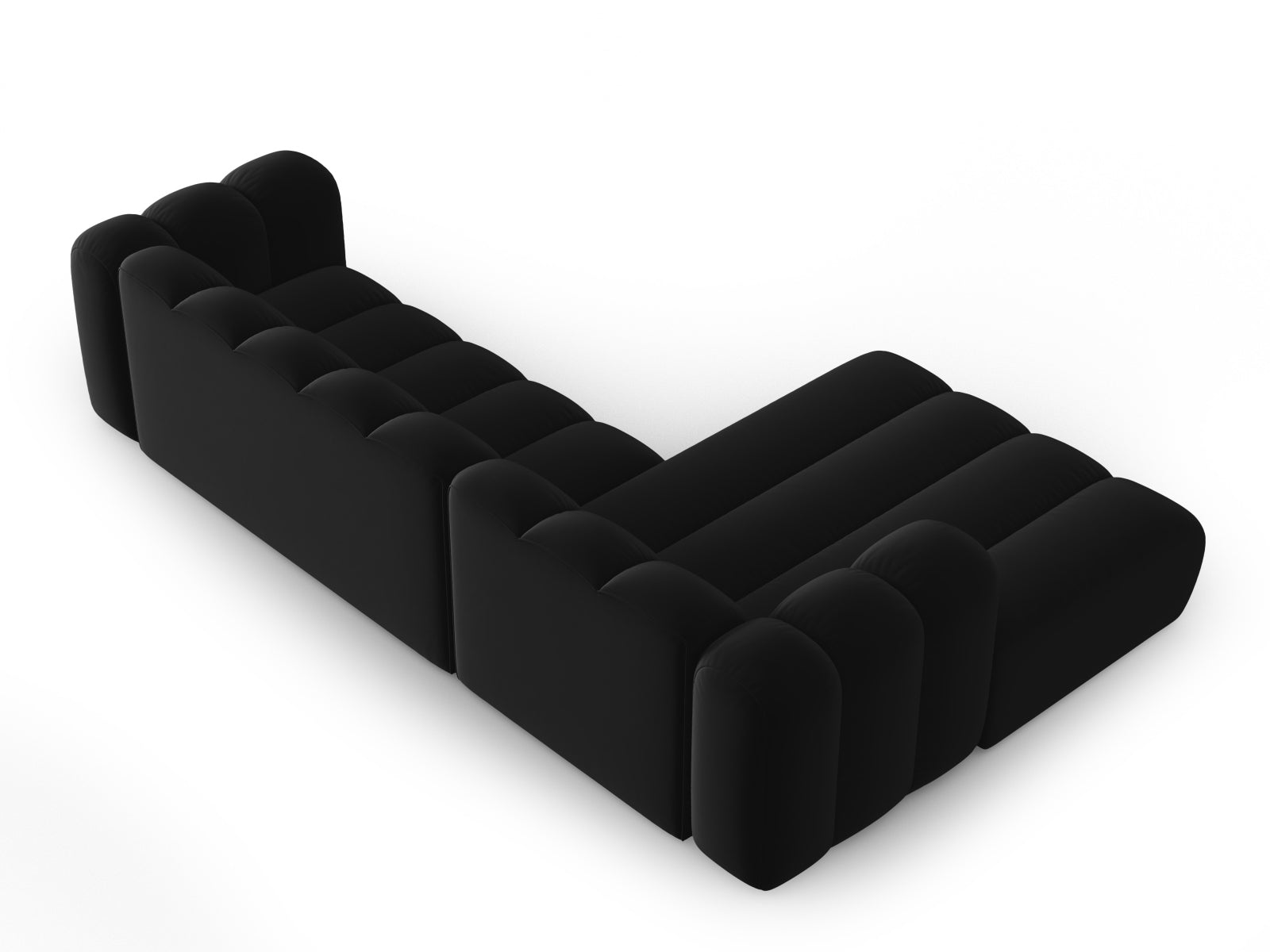 Elegantes, modulares Ecksofa in hochwertigem Velours, 4-Sitzer, linksseitig, ideal für stilvolle Wohnräume und entspannte Stunden.