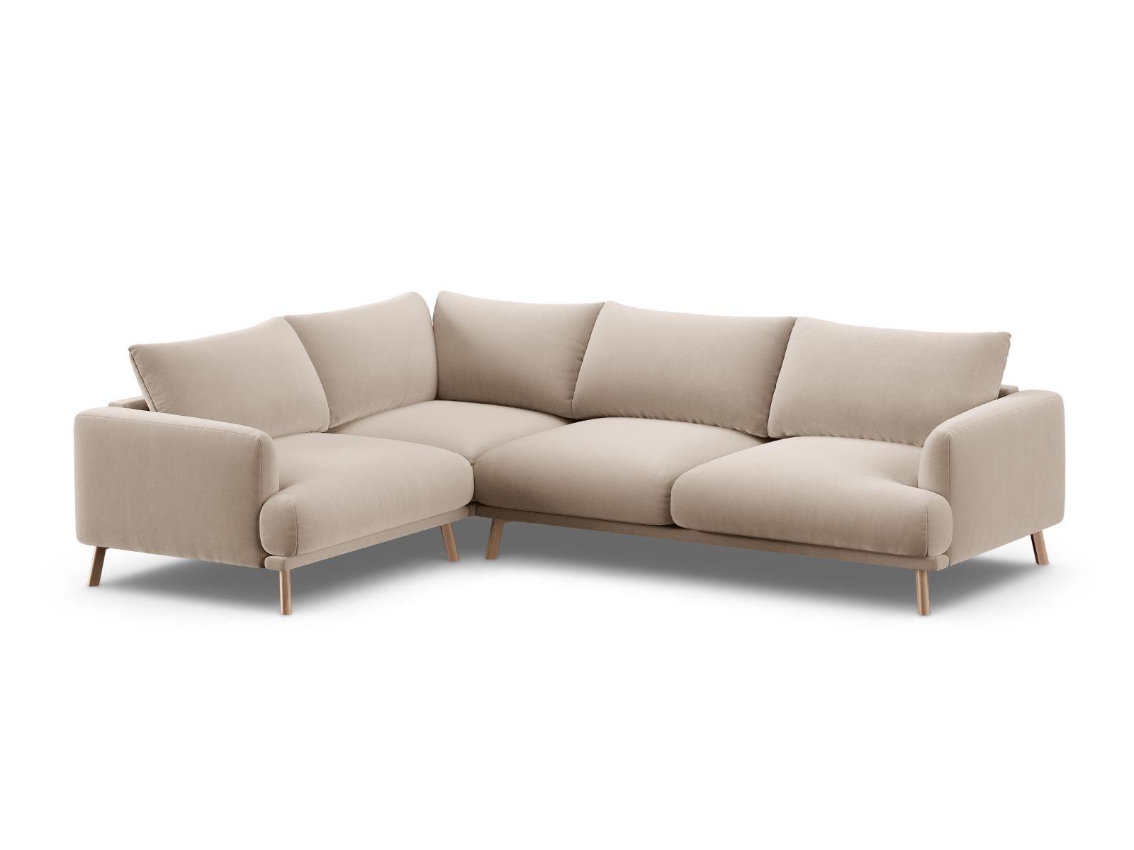 Beige 4-Sitzer Ecksofa links Naomi von Micadoni, stilvolles Design und Komfort für Ihr Wohnzimmer, ideal für gesellige Abende.