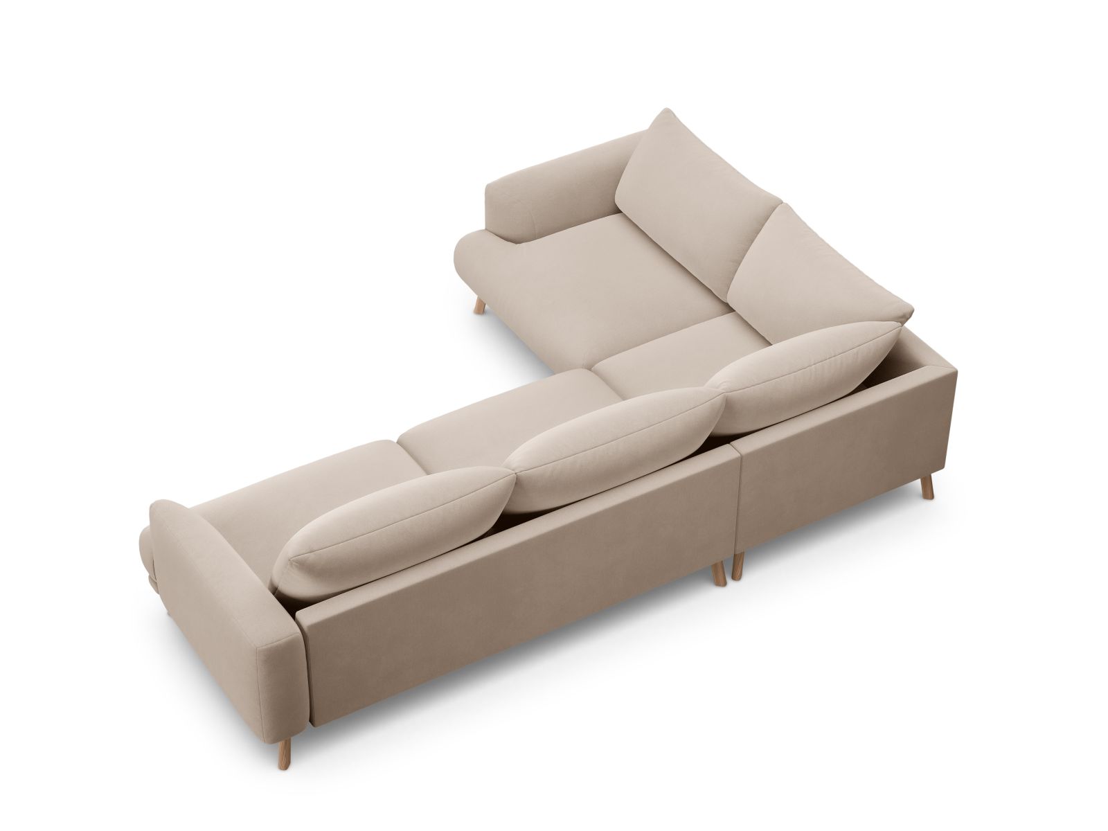 Stylisches 4-Sitzer Ecksofa links Naomi von Micadoni in sanftem Beige, ideal für gemütliche Abende und gesellige Runden im Wohnbereich.