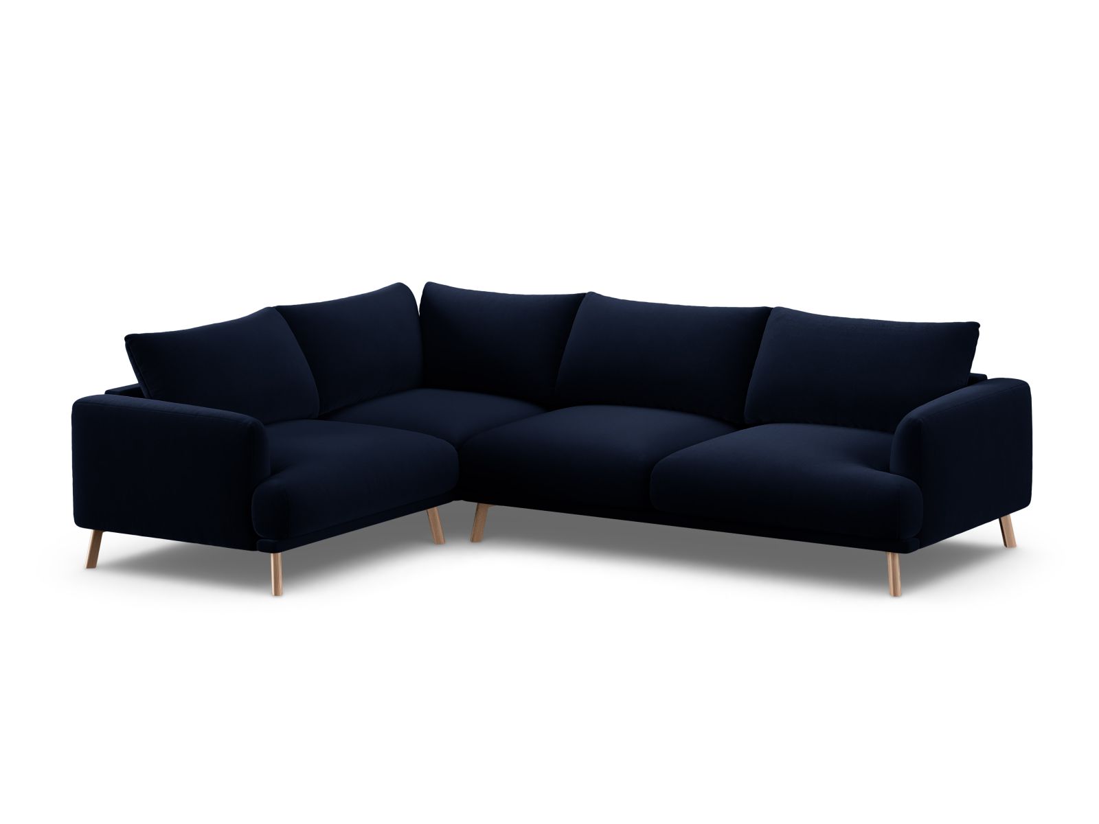 Elegantes 4-Sitzer Ecksofa links Naomi in Royal Blue-Salvador, ideal für stilvolle Wohnräume, erhältlich bei KAQTU Design AG.