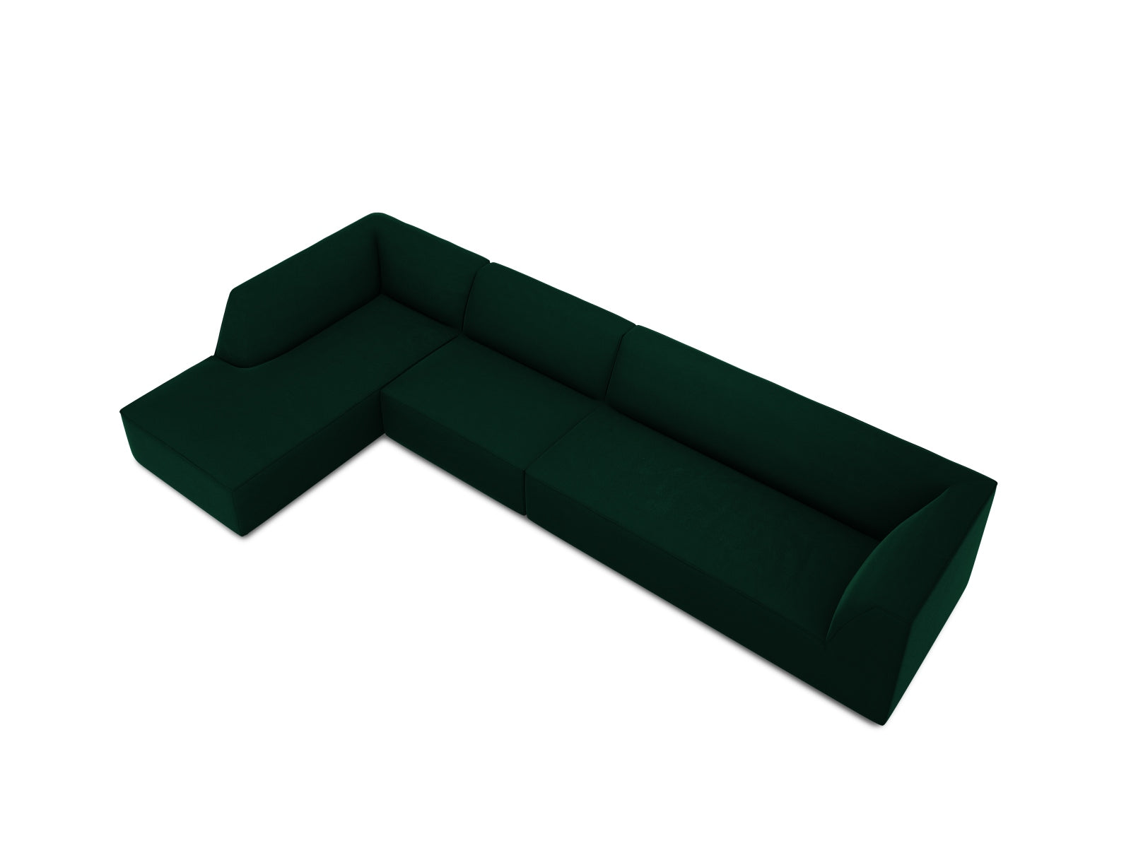 Ruby Velour modulares Ecksofa links 5 Sitzer in Bottle Green präsentiert im Onlineshop von KAQTU Design AG. Ecksofa links ist von Micadoni