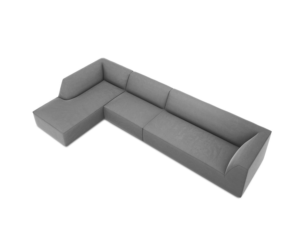 Ruby Velour modulares Ecksofa links 5 Sitzer in Grey-Salvador präsentiert im Onlineshop von KAQTU Design AG. Ecksofa links ist von Micadoni