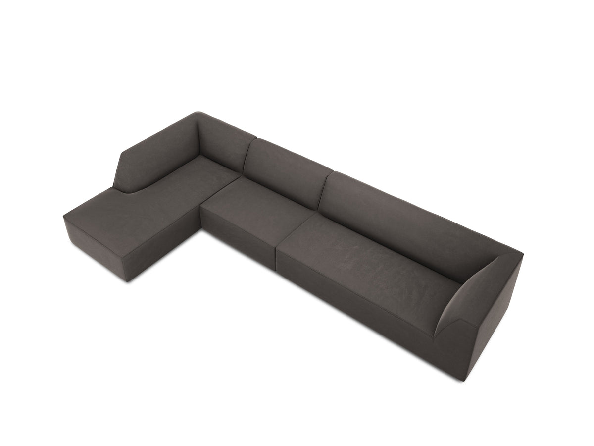 Ruby Velour modulares Ecksofa links 5 Sitzer in Dark Grey-Salvador präsentiert im Onlineshop von KAQTU Design AG. Ecksofa links ist von Micadoni