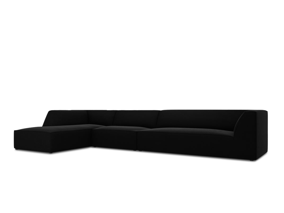 Ruby Velour modulares Ecksofa links 5 Sitzer in Black-Salvador präsentiert im Onlineshop von KAQTU Design AG. Ecksofa links ist von Micadoni