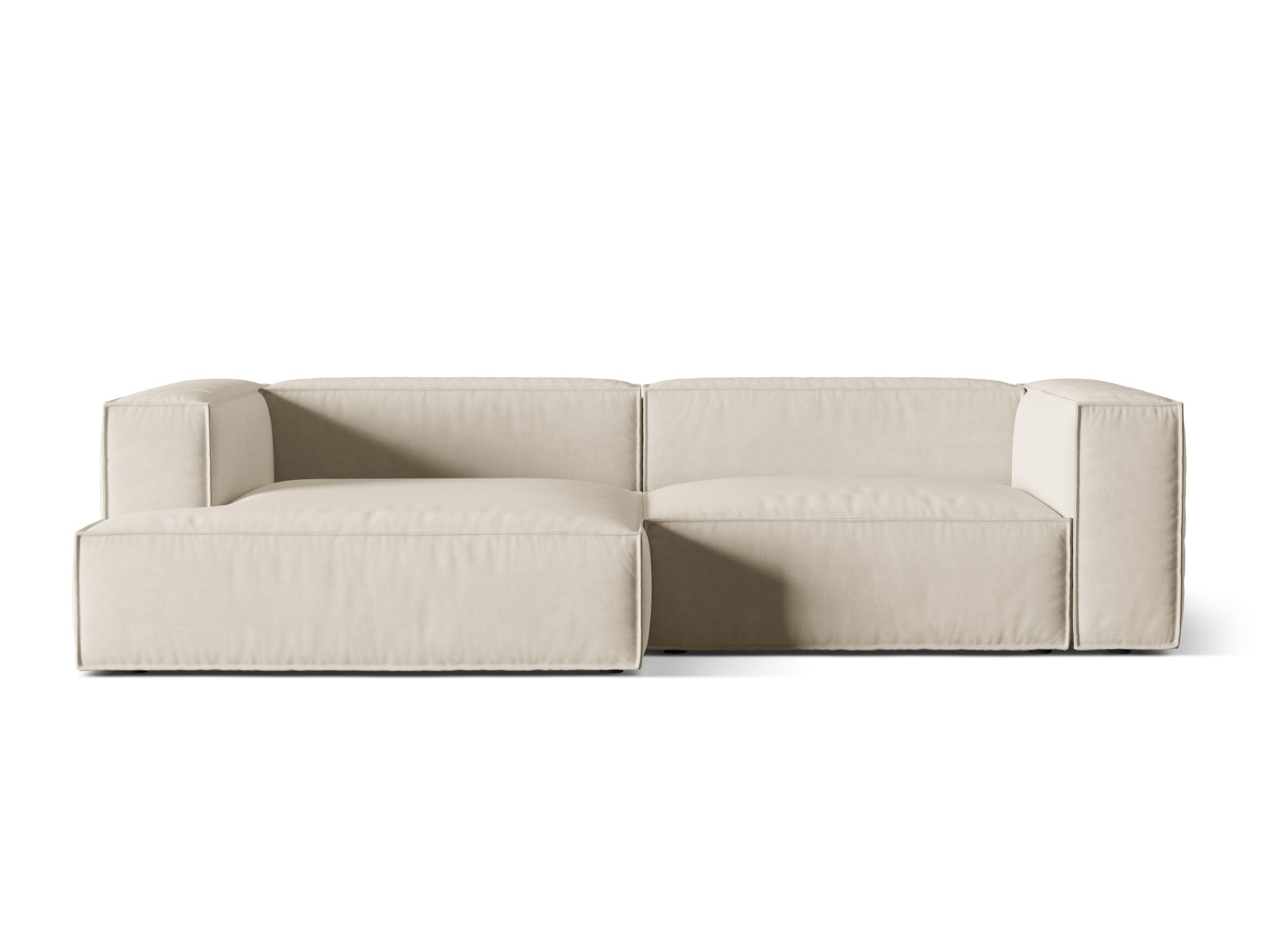 Nuria Velour Modular Ecksofa links 4 Sitzer in Beige-Paris präsentiert im Onlineshop von KAQTU Design AG. L-Sofa links ist von Micadoni