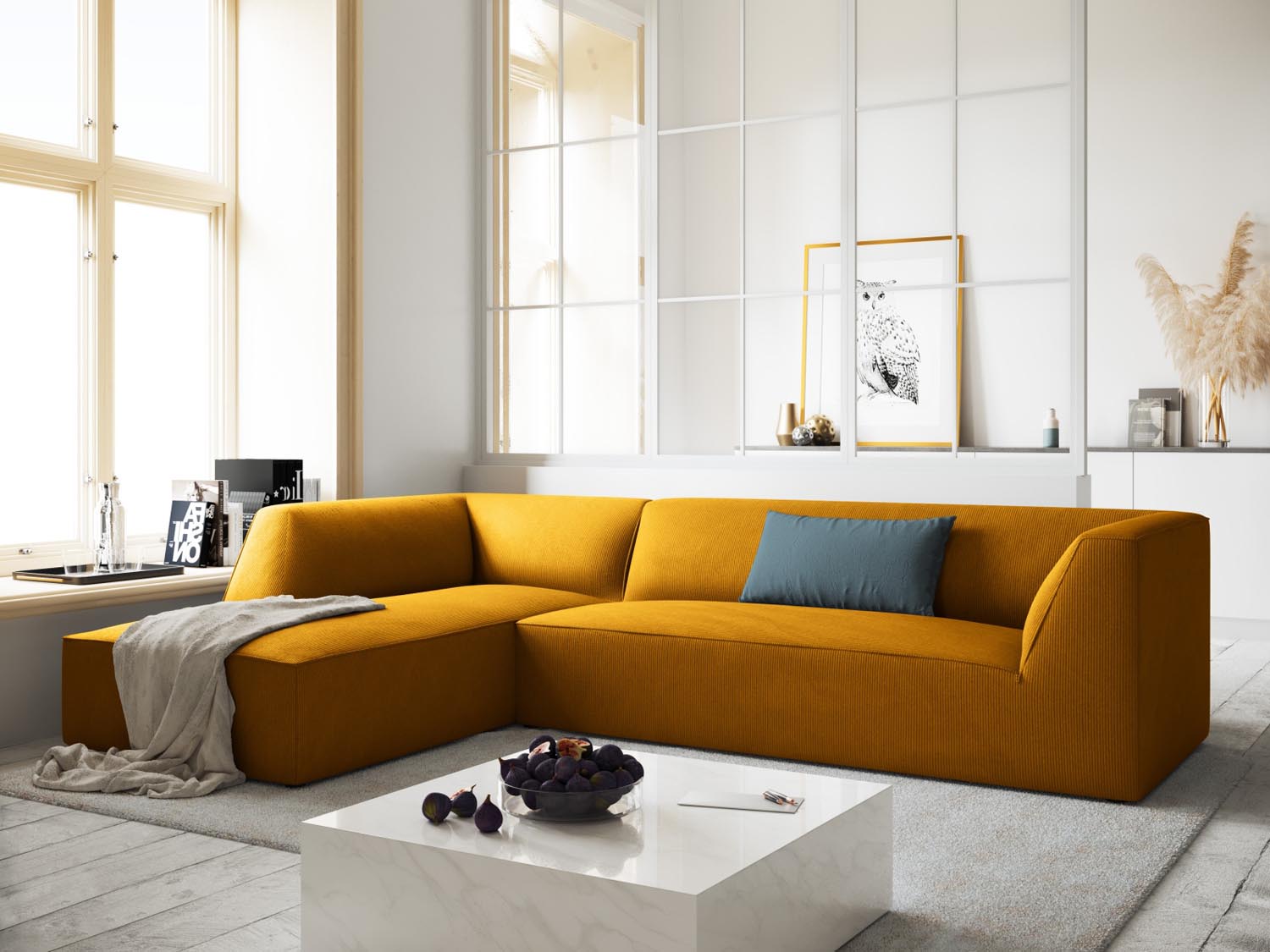 Ruby Modulares Ecksofa links 4 Sitzer in Yellow präsentiert im Onlineshop von KAQTU Design AG. Ecksofa links ist von Micadoni