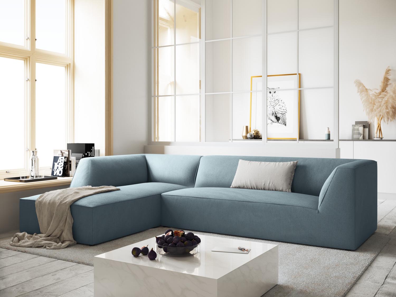 Ruby Modulares Ecksofa links 4 Sitzer in Light Blue präsentiert im Onlineshop von KAQTU Design AG. Ecksofa links ist von Micadoni