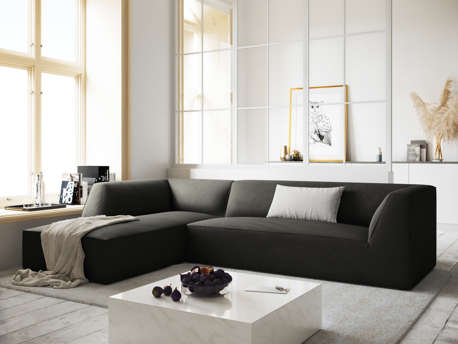 Ruby Modulares Ecksofa links 4 Sitzer in Dark Grey präsentiert im Onlineshop von KAQTU Design AG. Ecksofa links ist von Micadoni