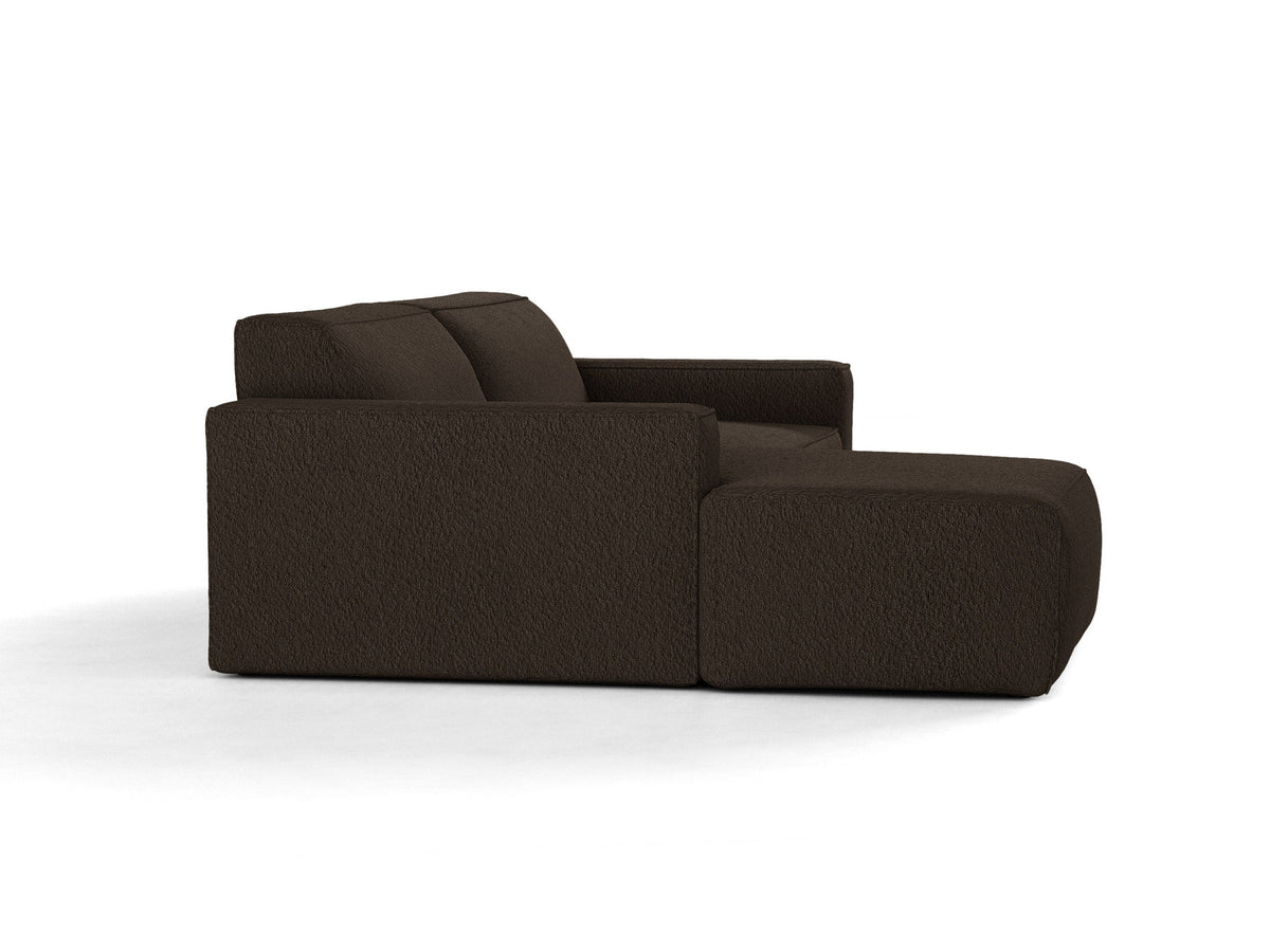 Modulares Ecksofa links Jodie mit Meridienne, Stoffbezug und schwarzen Beinen