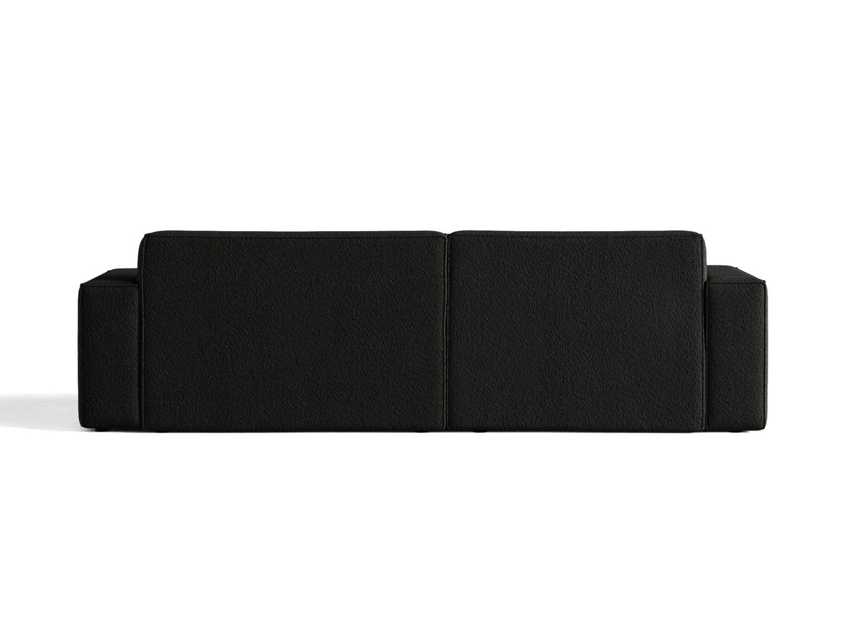 Modulares Ecksofa links Jodie mit Meridienne, Stoffbezug und schwarzen Beinen